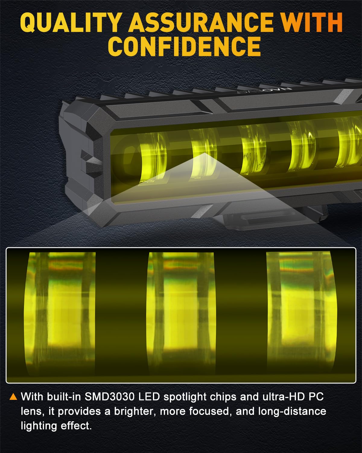 NAOEVO 6 Inch LED Light Bar, 50W 2000LM, Aluminum, Yellow & Green, Offroad Fog Lights for Trucks/Cars/ATV/UTV, 2