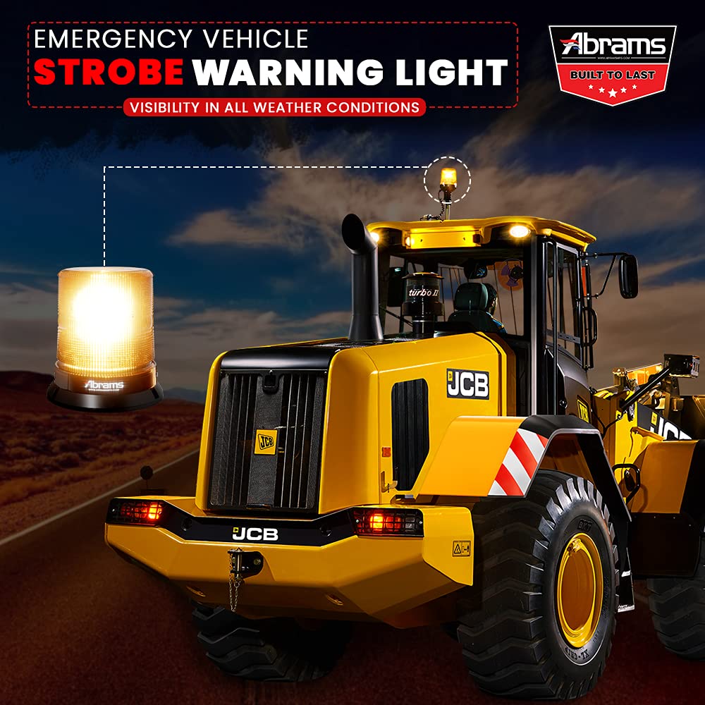 Abrams Sae Class-1 Stareye 7'' Inch Dome 12 Led Magnet/Permanent Mount Construction Vehicle Warning Strobe Beacon Light - Amber