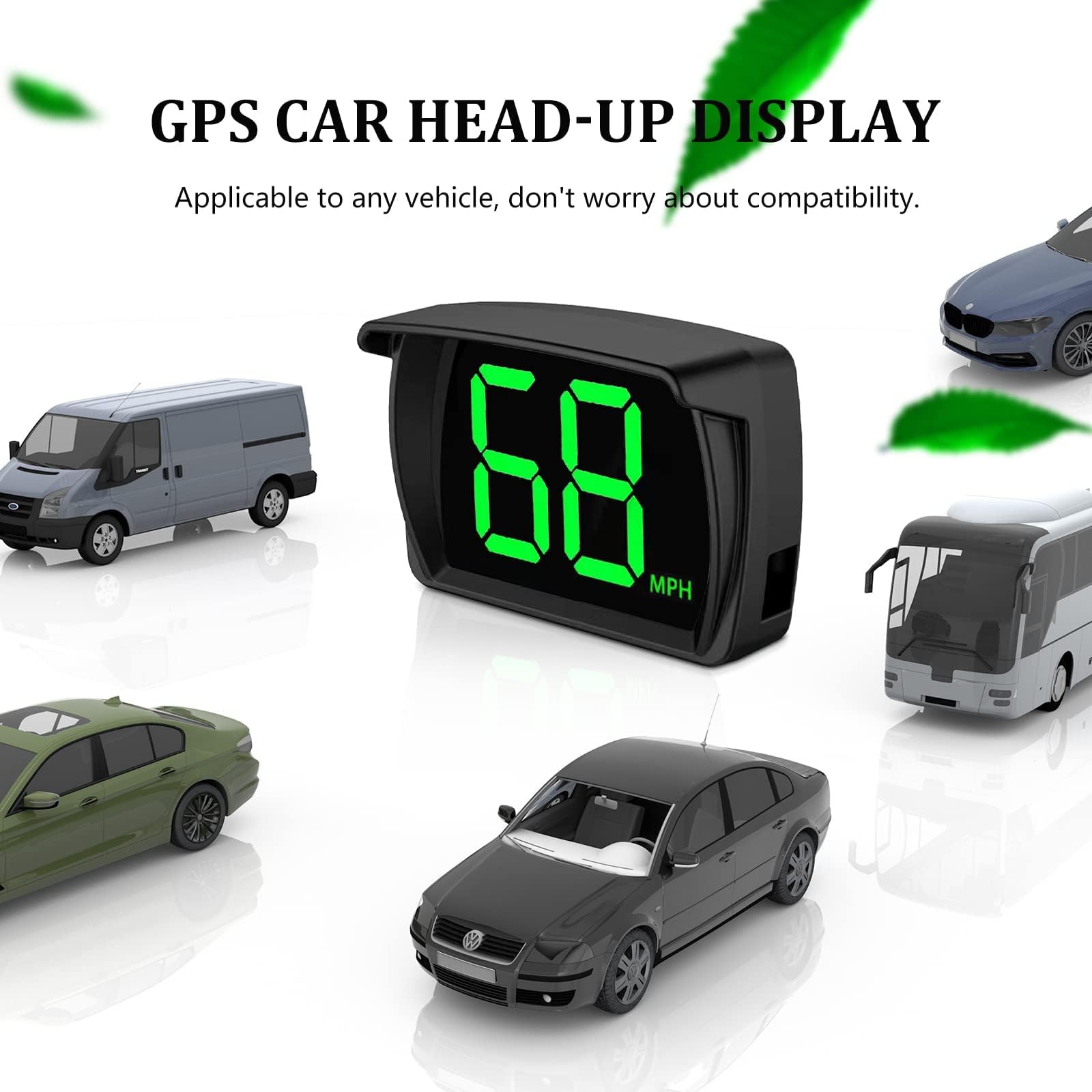 AZIJYV GPS Speedometer Digital Speedometer Cars Heads Up Display Y03 with Speed, Automatic Light Sensing, MPH Speedometer Plug a