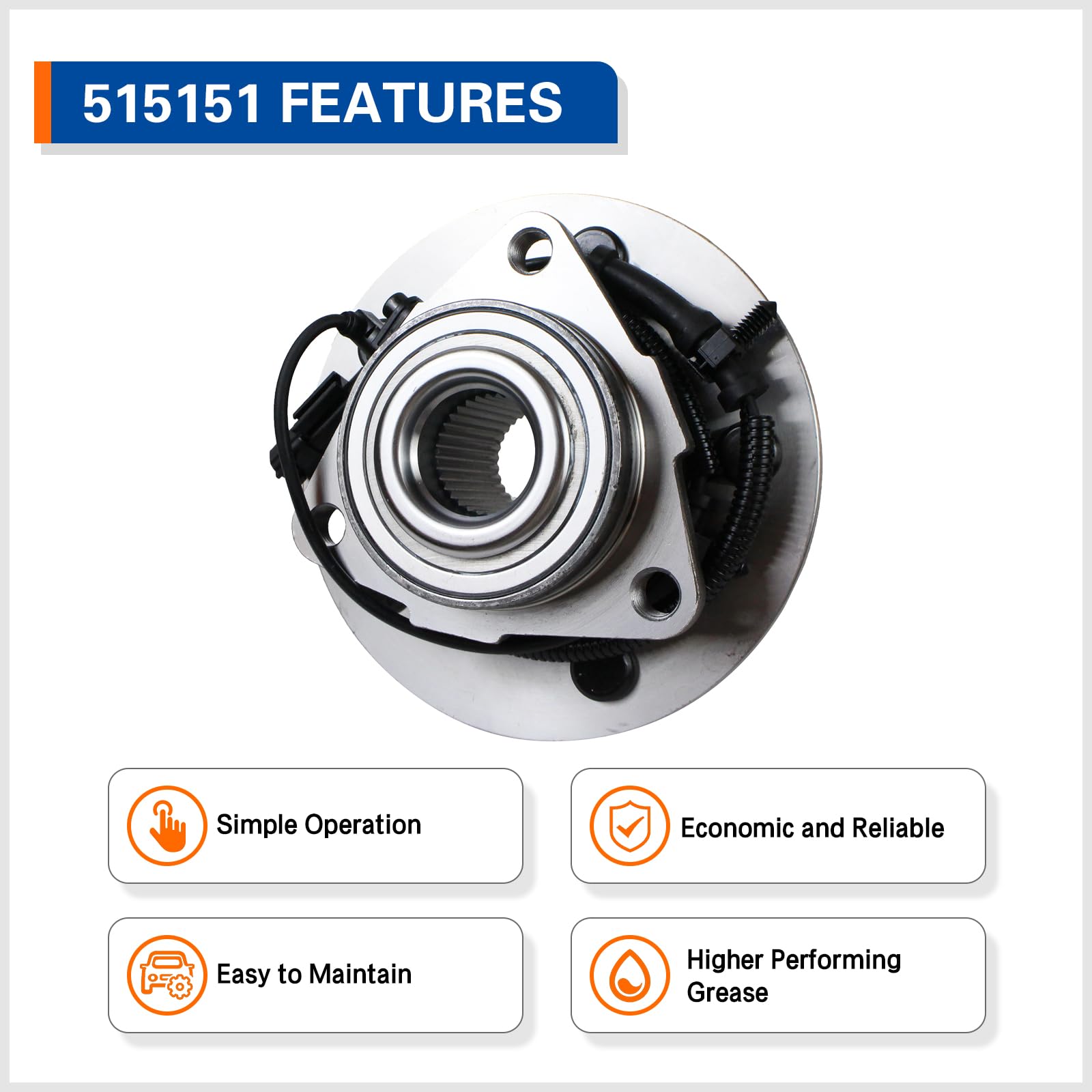 PAROD Front Wheel Hub and Bearing Assembly for 2012-2018 Ram 1500 & 2019 Ram 1500 Classic, 5 Lugs, with ABS