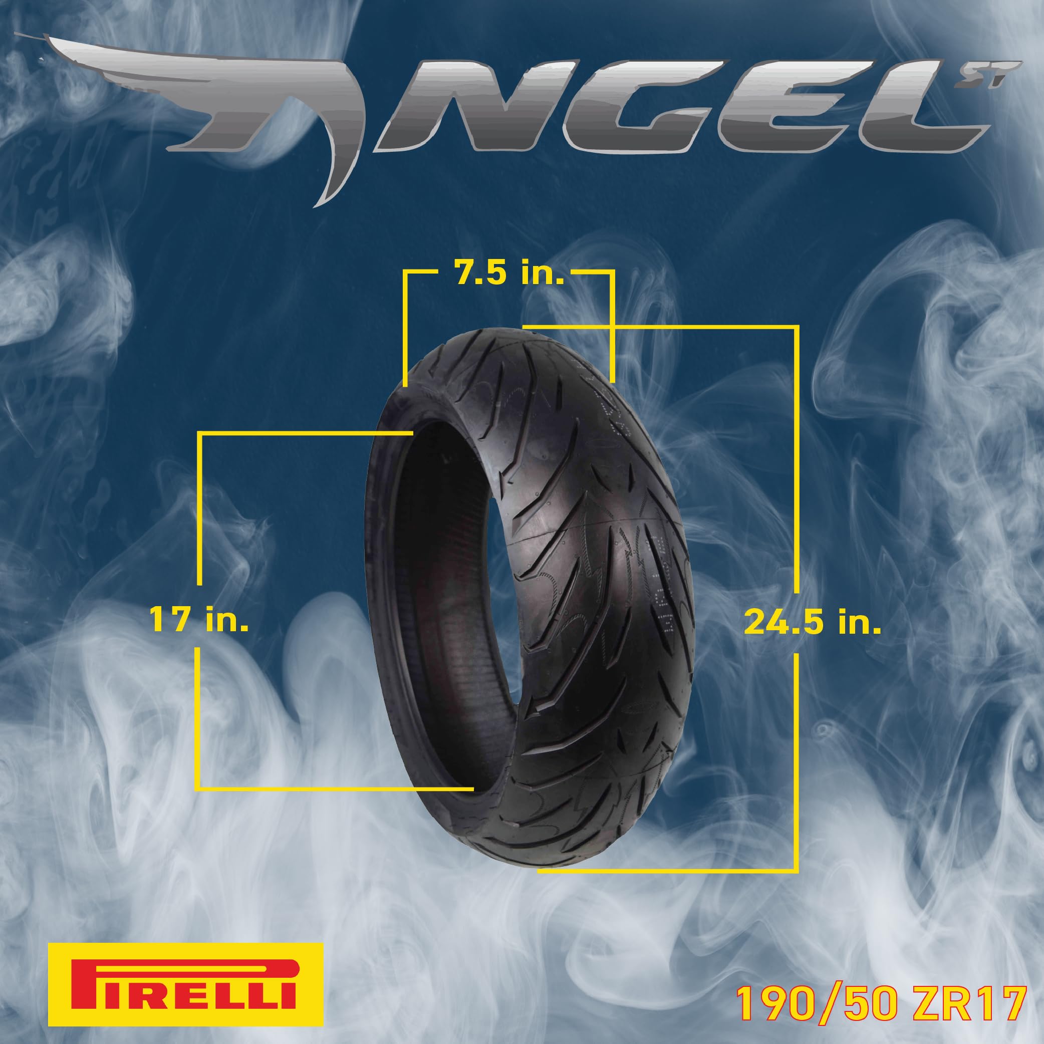 Pirelli Angel ST Sport Touring Motorcycle Tires - Front 120/70ZR17 & Rear 190/50ZR17, High Performance, Durable, All-Weather
