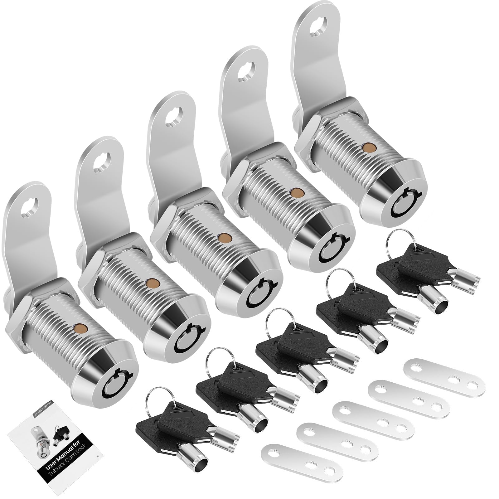 5 Pack Cabinet Lock With Keys, 1'' Rv Storage Locks Keyed Alike, Rv Locks For Storage Door, Camper Toolbox Rv Cam Locks With Man