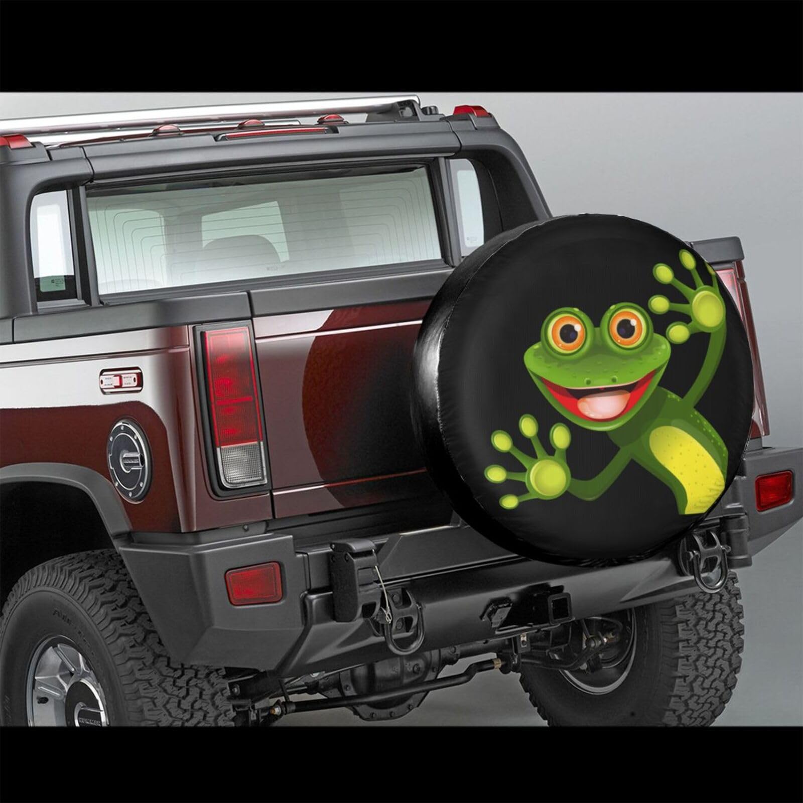 OCIOVAN Spare Tire Cover, 14" Weatherproof UV Protection, Merry Green Frog Cute Animal, Fits Trailer RV SUV Truck