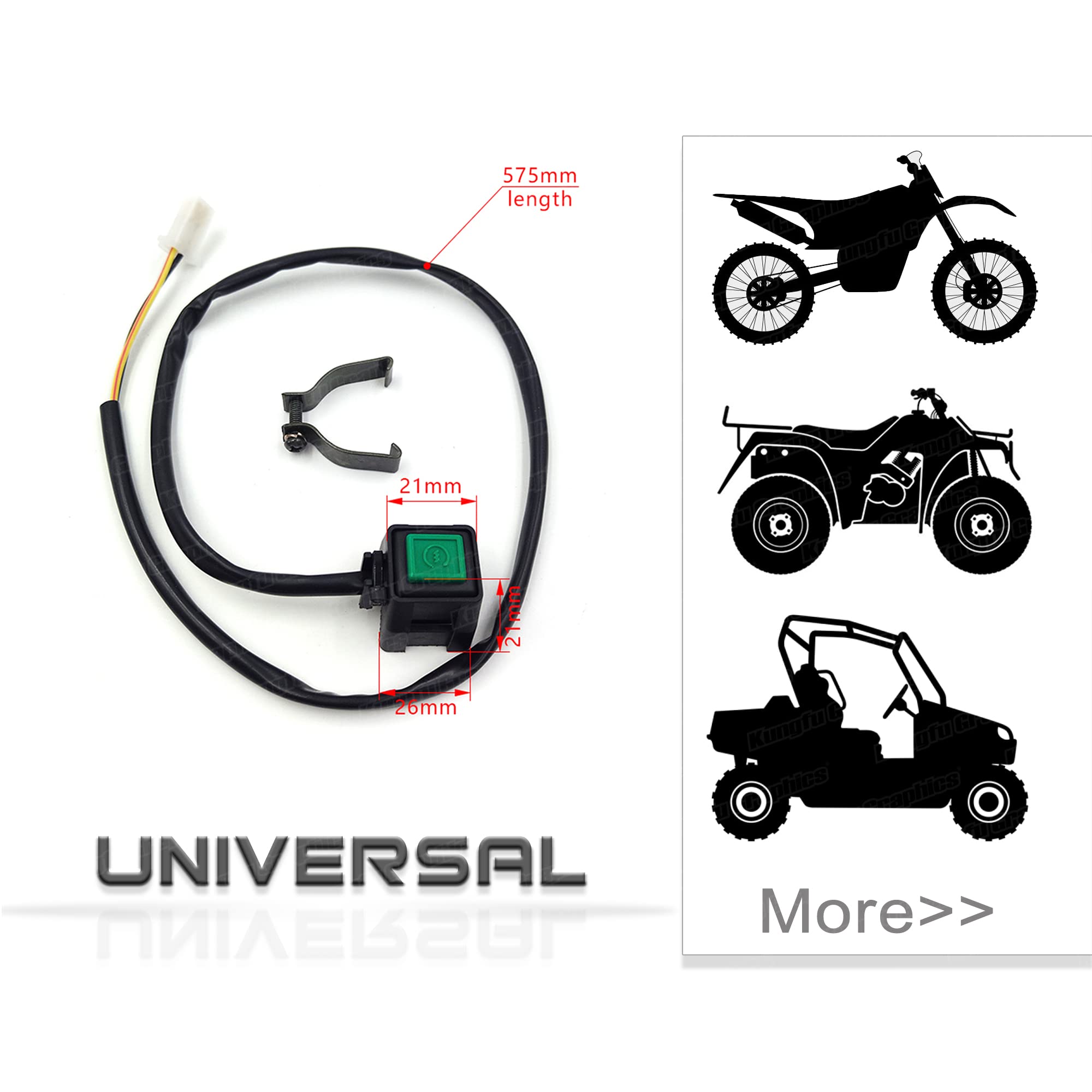 Handlebar Engine Start Switch Universal Motorcycle Atv Utv, Green Button