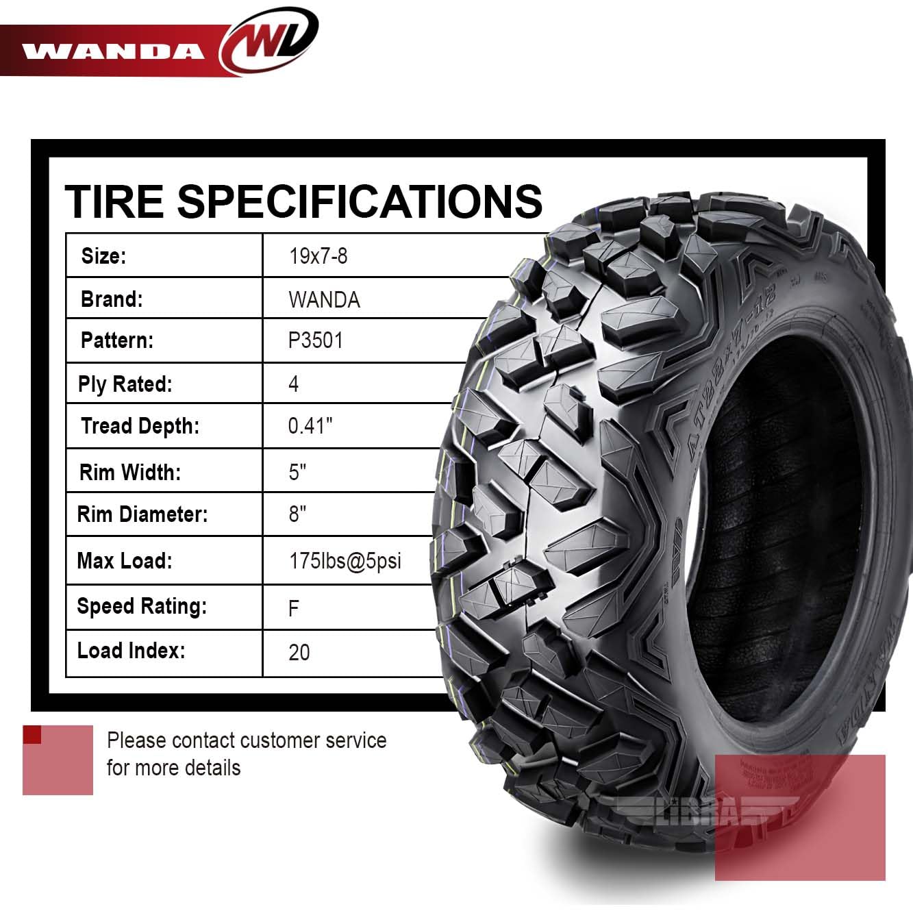 Wanda Utv Atv Tire 24X10-12 24X10X12 255/60-12 6-Ply Bighorn Style,Set 2, 10423