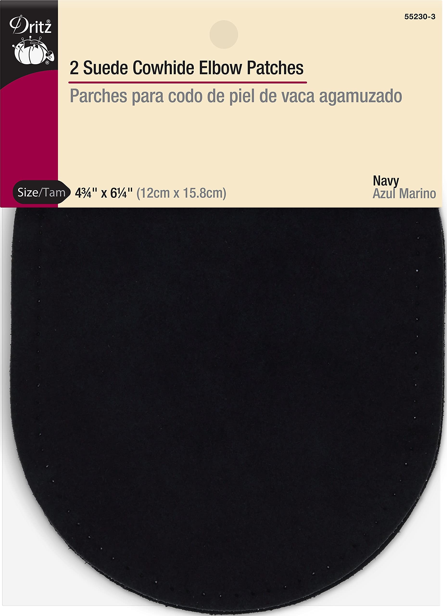Dritz 55230-3 Suede Elbow Patches, Navy, 4-3/4 X 6-1/2-Inch (2-Count)