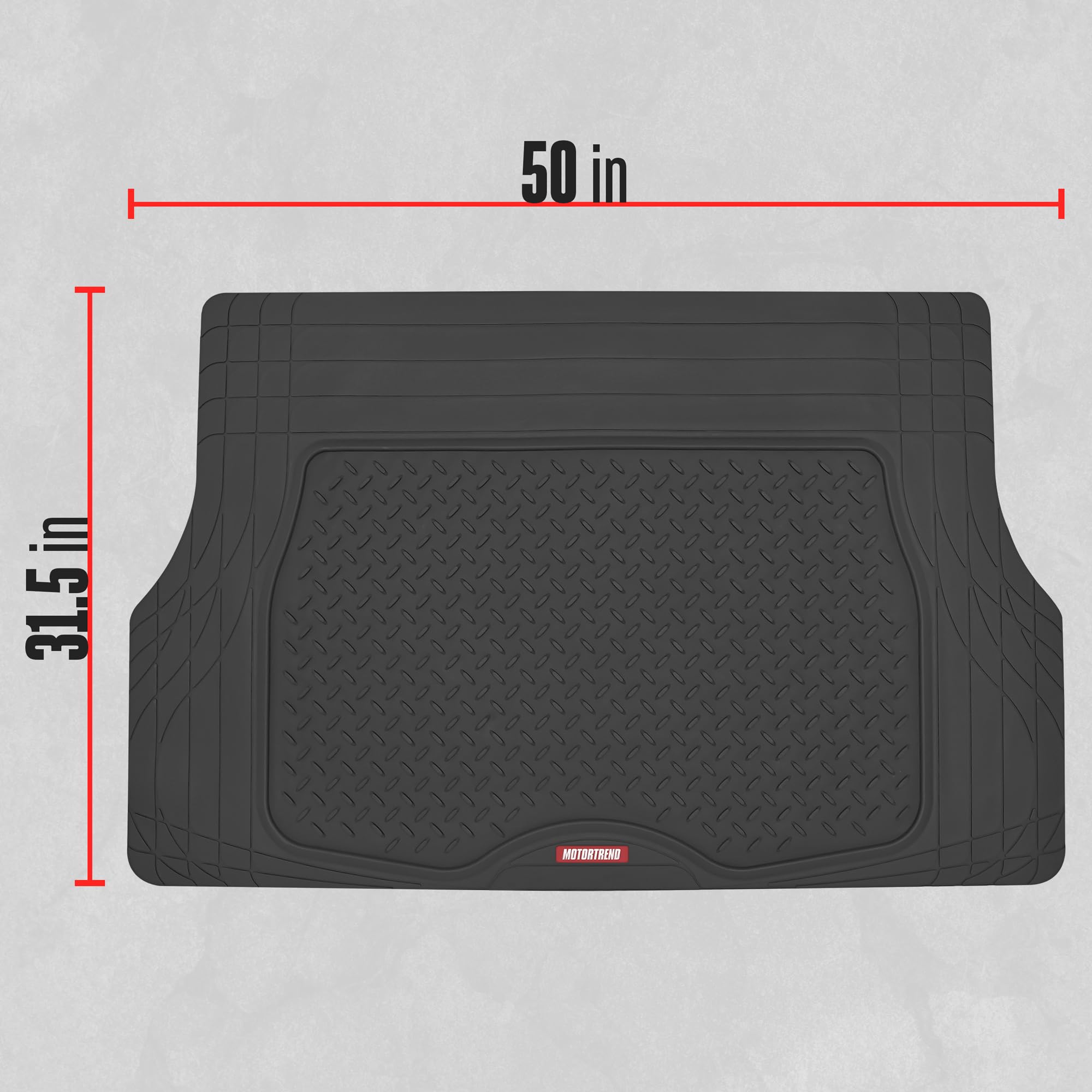 Motor Trend Heavy Duty Utility Cargo Liner Floor Mats for Car Truck SUV, Trimmable to Fit Trunk, All Weather Protection Black 31