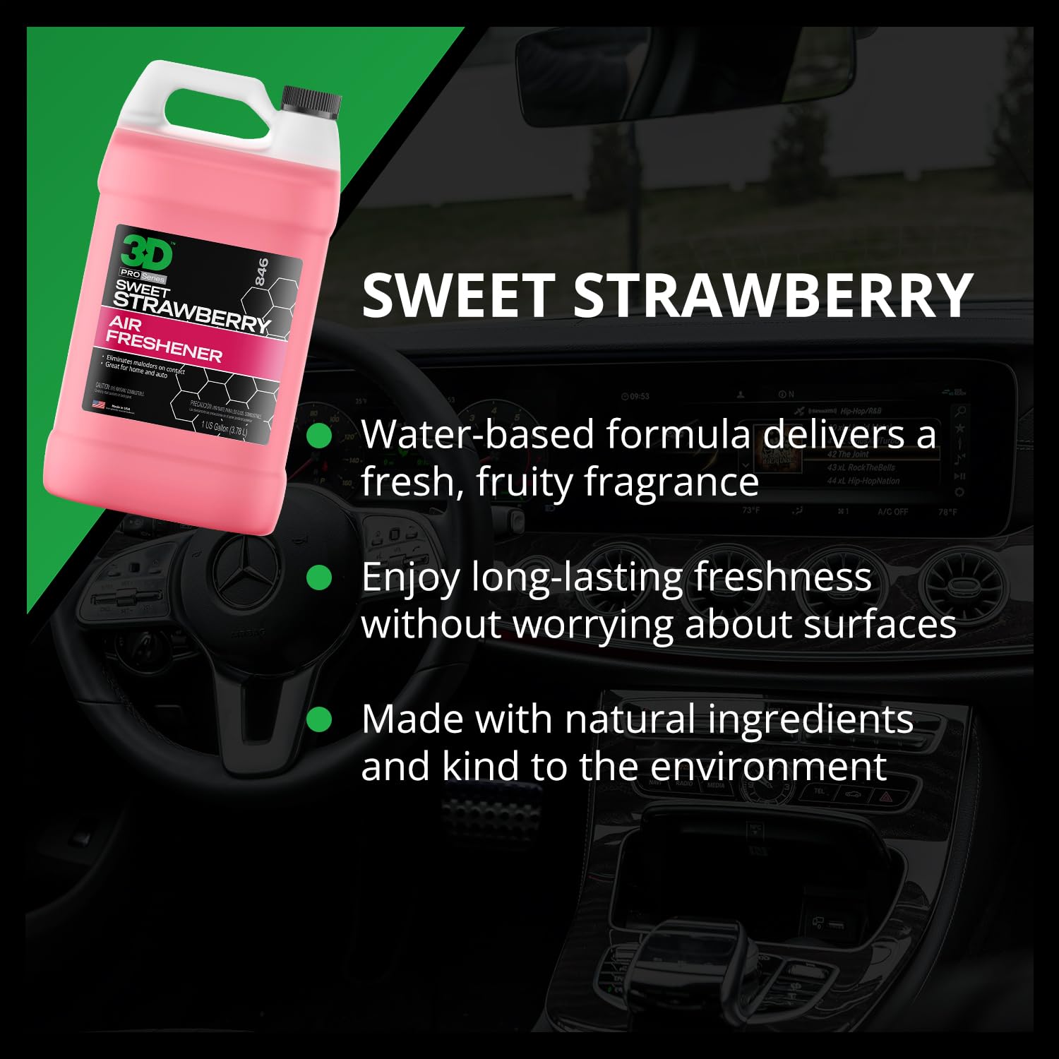 3D Odor Eliminator Air Freshener - Natural, 128 Fl Oz, Sweet Strawberry Scent, Made in USA, No Harmful Chemicals