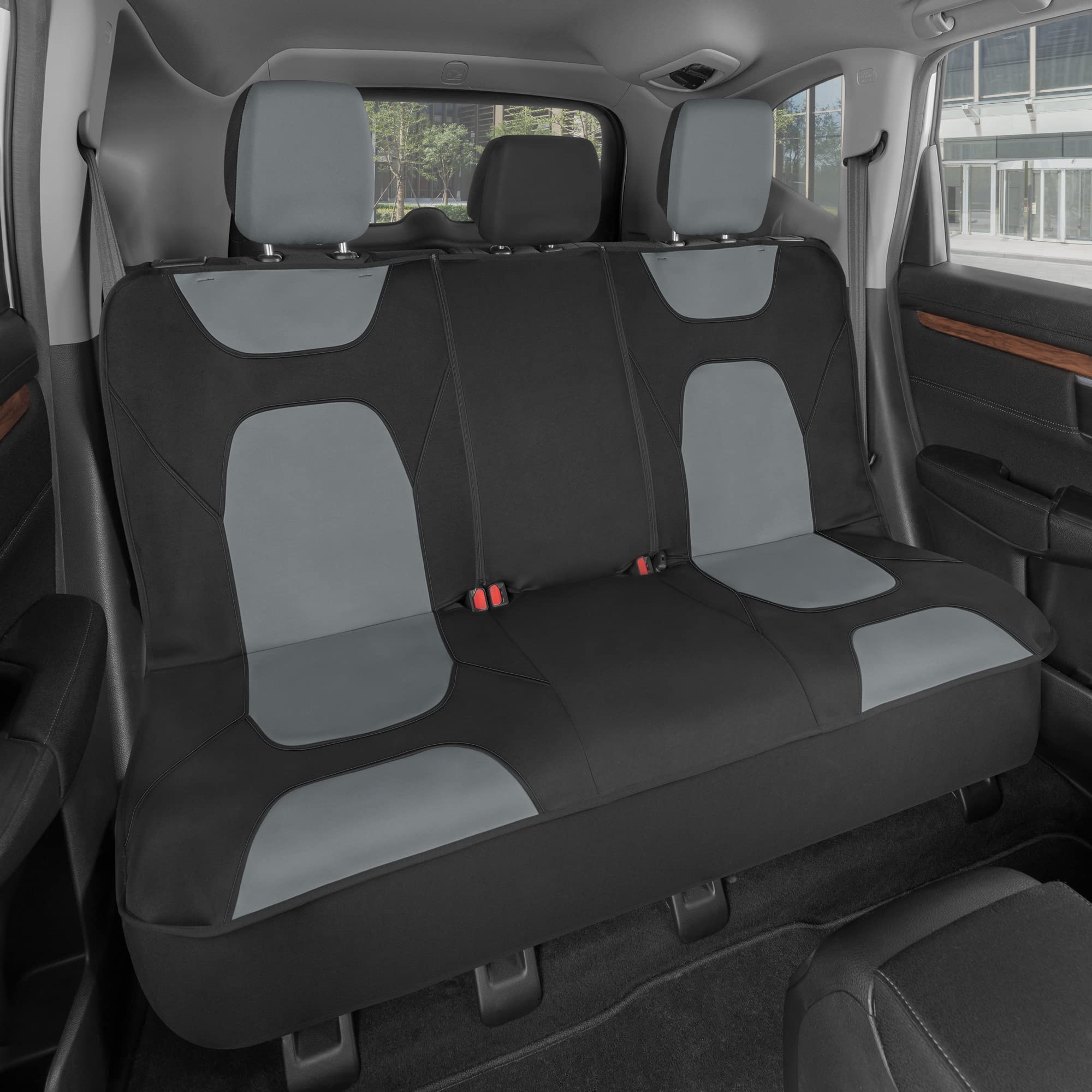 Motor Trend AquaShield Waterproof Gray Padded Neoprene Rear Bench Seat Cover for Cars, Ideal Back Seat Protector for Kids & Dogs