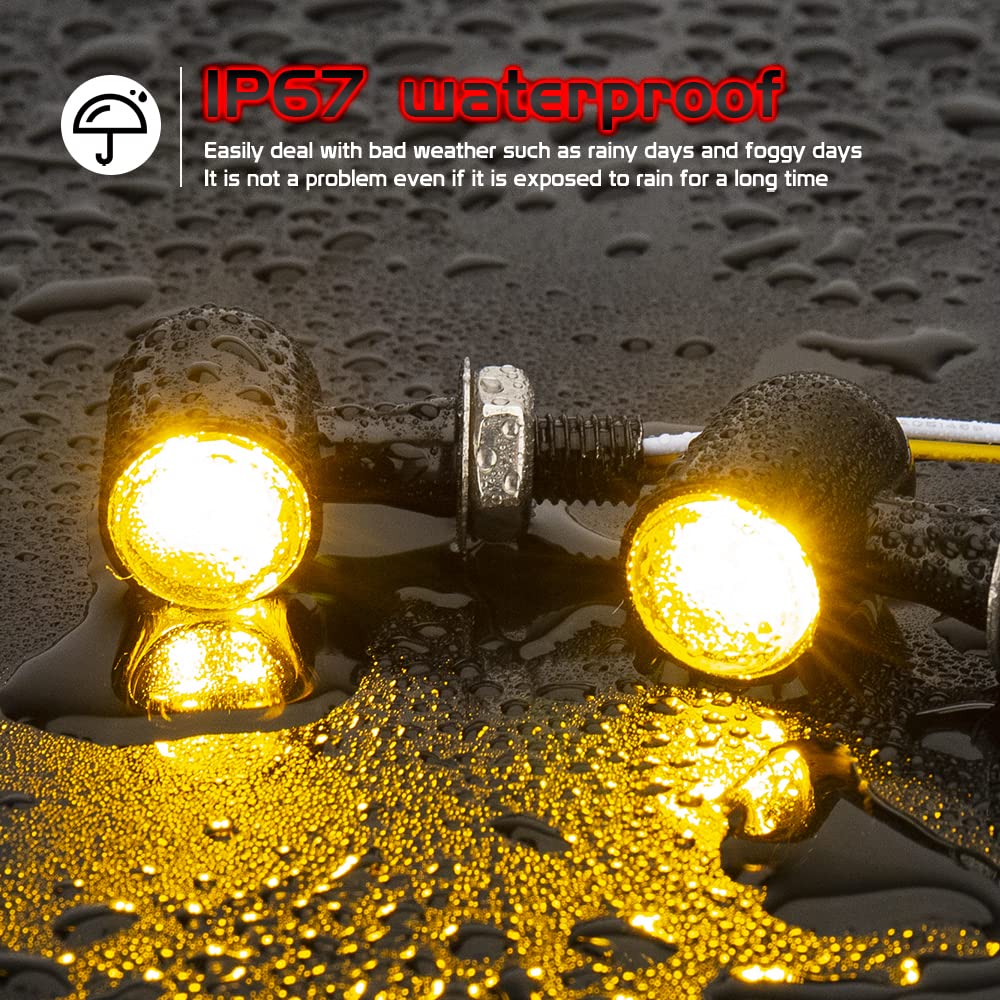 Hazawa Motorcycle Led Mini Blinkers Small Turn Signals Light Micro Front Rear Indicator Compatible With Harley Davidson Honda Tr