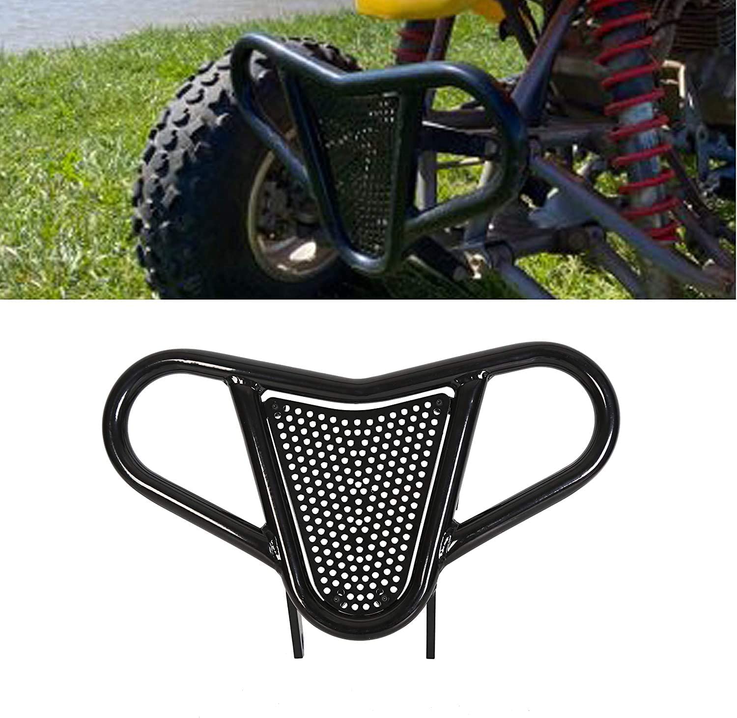 ECOTRIC Front Bumper for Honda TRX 450R/450ER/400X, Aluminum, Black, Model HD-39, Medium Size