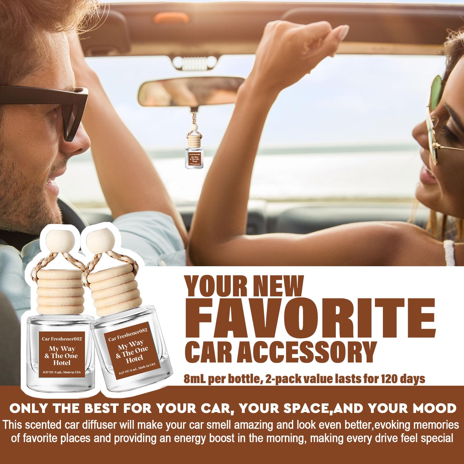C CLASSY PERSONALIZED JEWELRY C Classy Car Air Freshener 2 Pack - Beige Essential Oil Diffuser for Cars, Long-Lasting Fragrance
