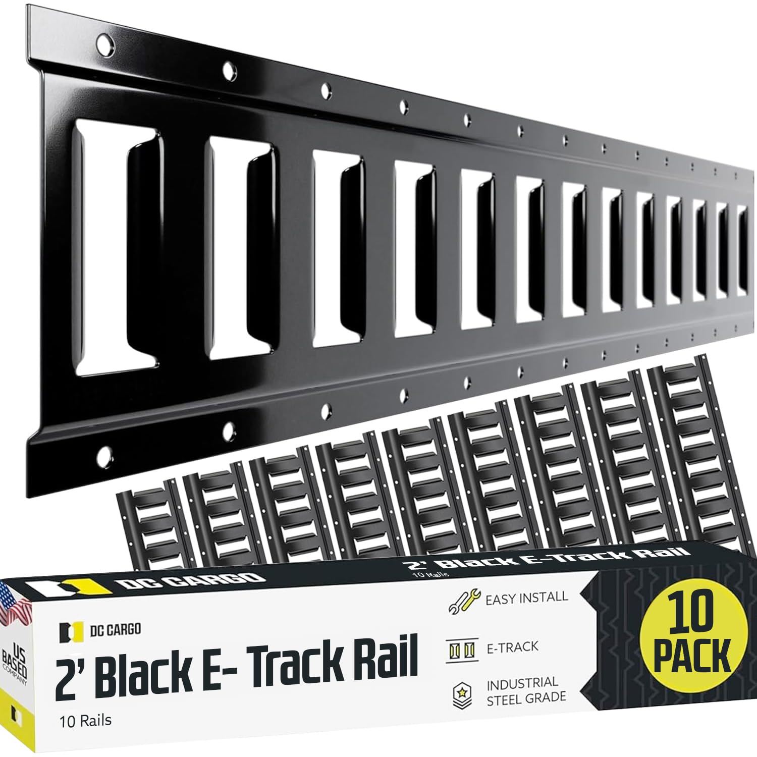 Dc Cargo Mall Indoor E Track Tie Down Rail Kit 2' (10 Pack) For Garages, Vans, Trailers, Motorcycle Tie Downs, Atv Mountings - P