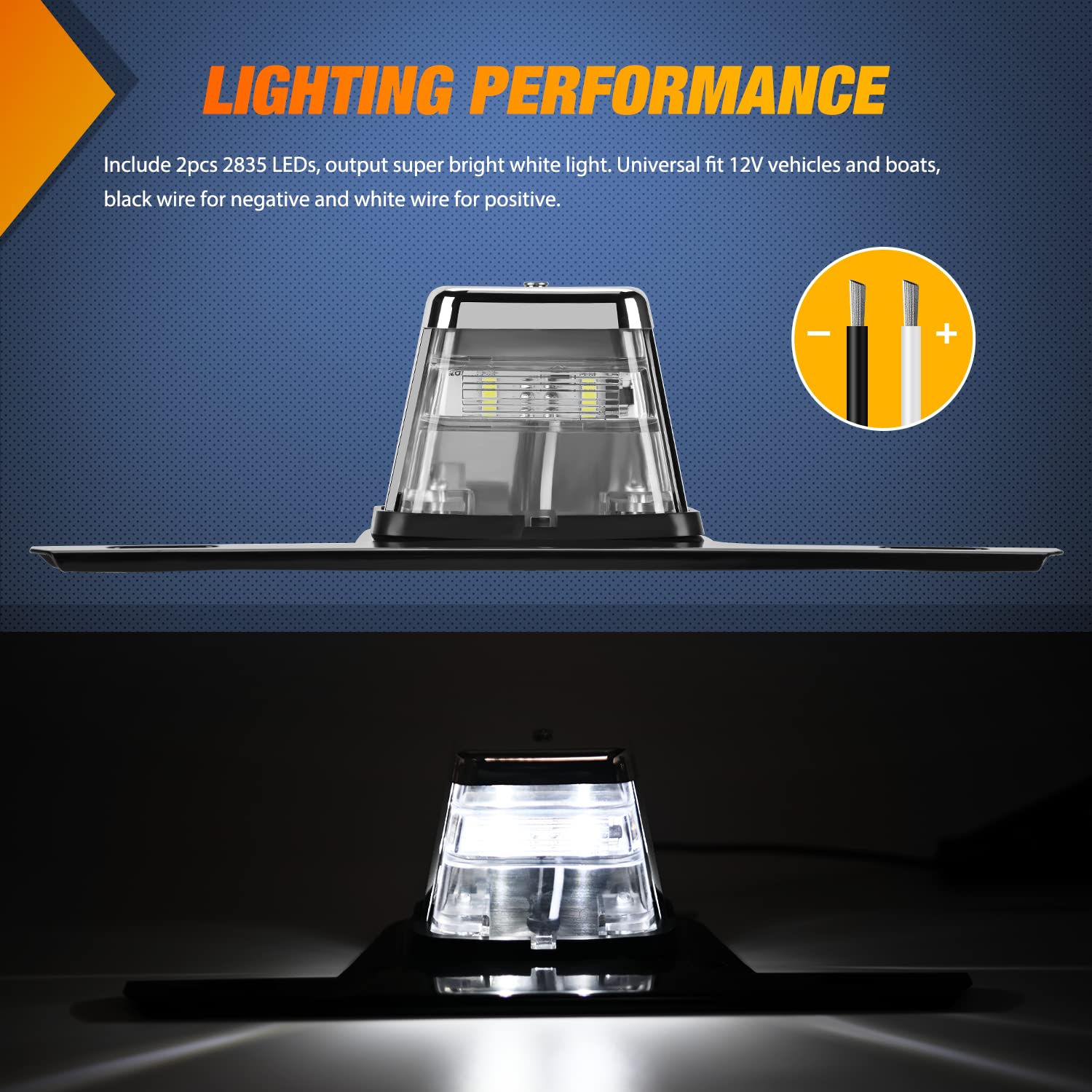 Nilight Led License Plate Light W/Bracket Mount Waterproof Courtesy Step Tag Dome Cargo Lights Chrome Housing 12V For Truck Trai