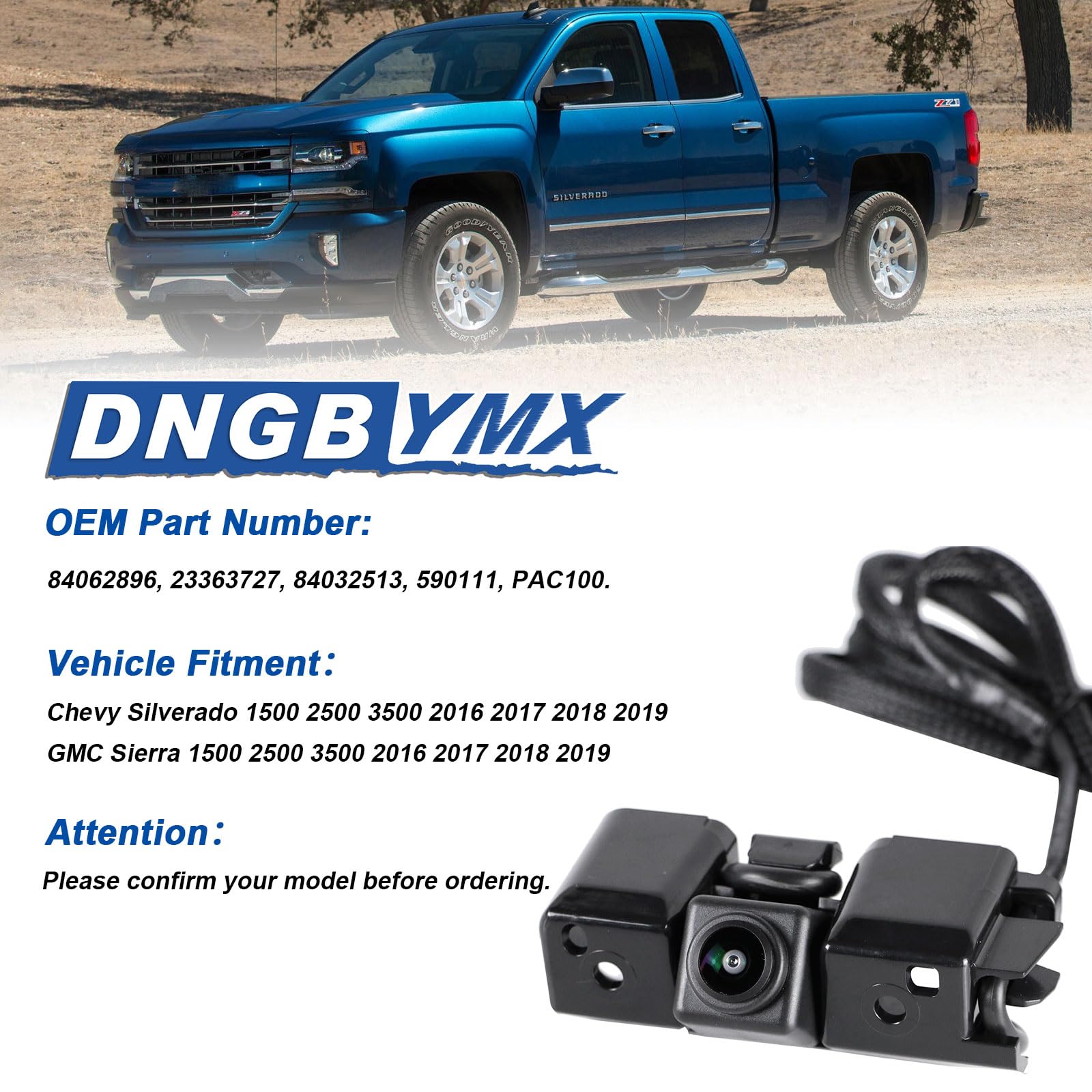 Dngbymx Backup Camera Compatible With 2016 2017 2018 2019 Chevy Silverado Gmc Sierra 1500 2500 3500 Rear View Suitable For Power