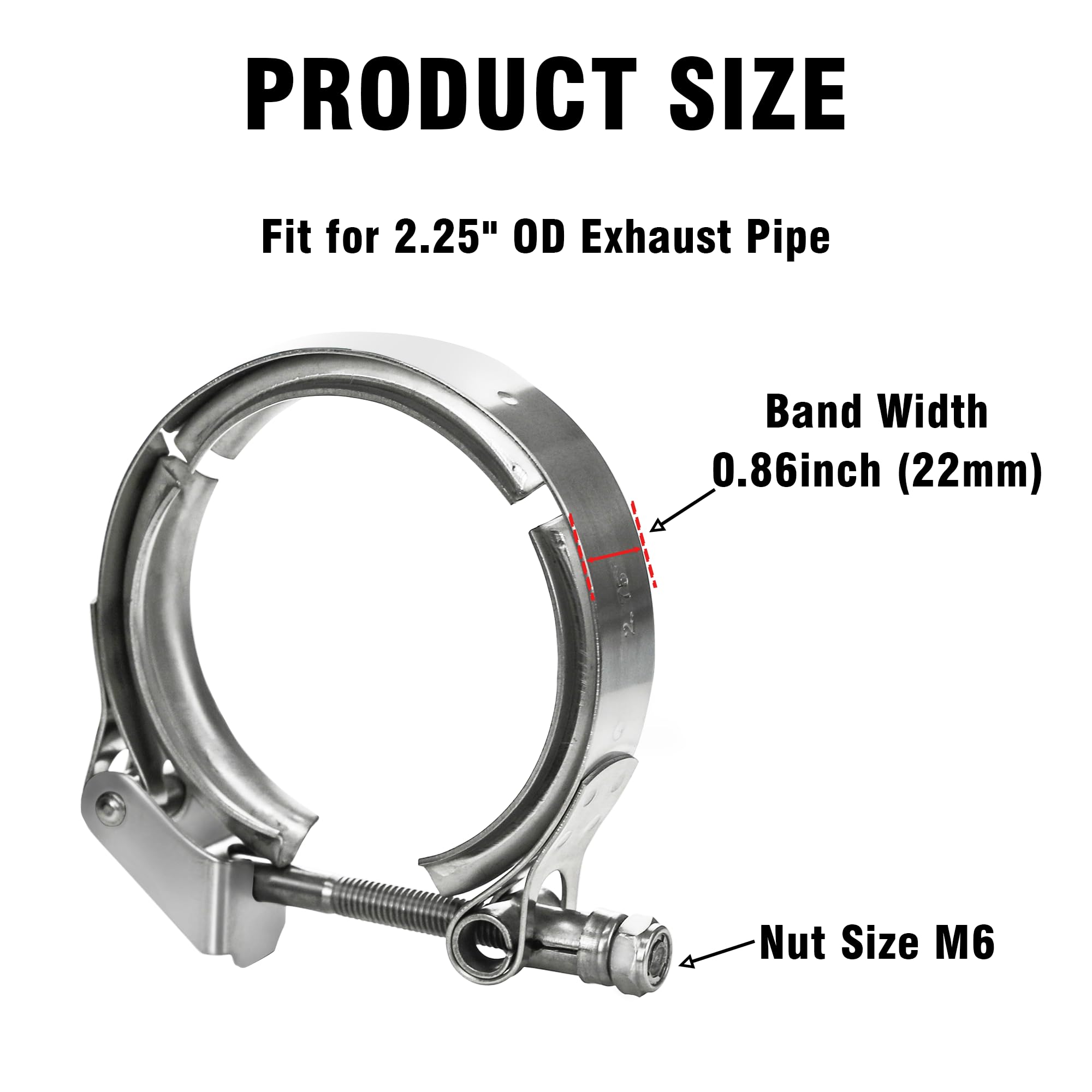 Wysiwyka 2.25 Inch Quick Release V Band Clamp-Stainless Steel_304,Clamp Fittings For Exhaust Pipe Flanges 1 Pack