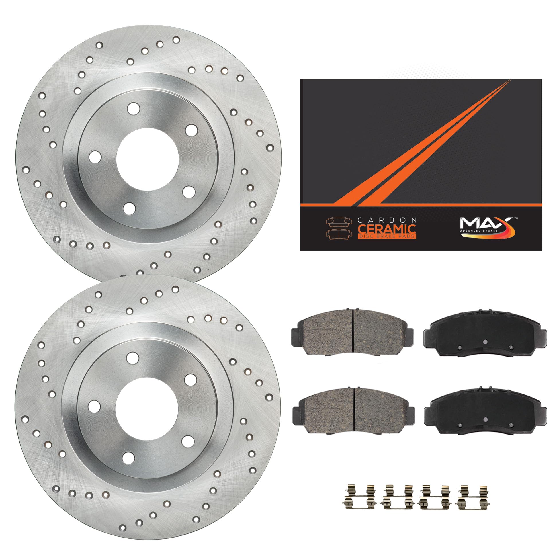 Max Advanced Brakes Rear Brake Kit Compatible With 2016-2019 Buick Cascada Verano Compatible With Chevy Cruze Volt Replacement C