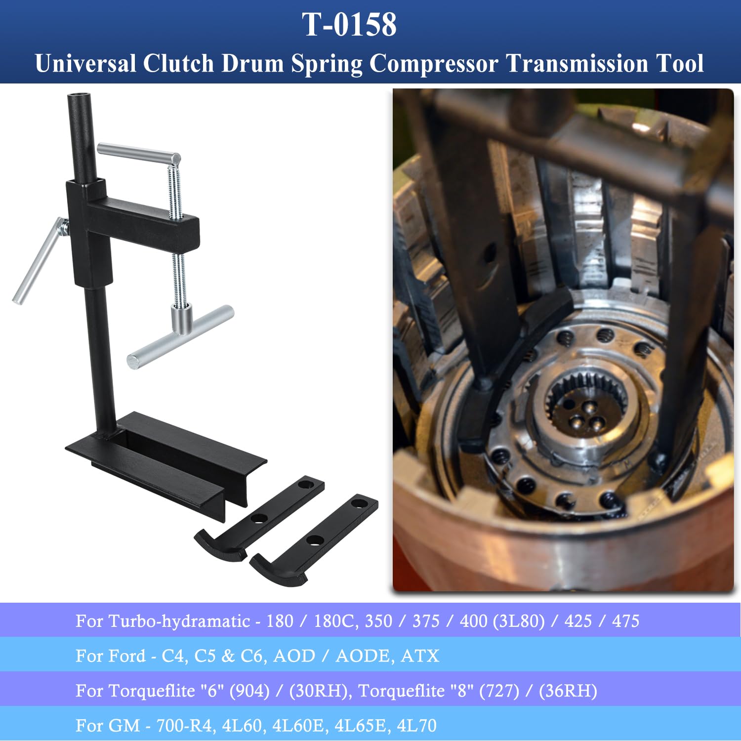 Bonbo T-0158 Heavy Duty Steel Universal Clutch Drum Spring Compressor Tool
