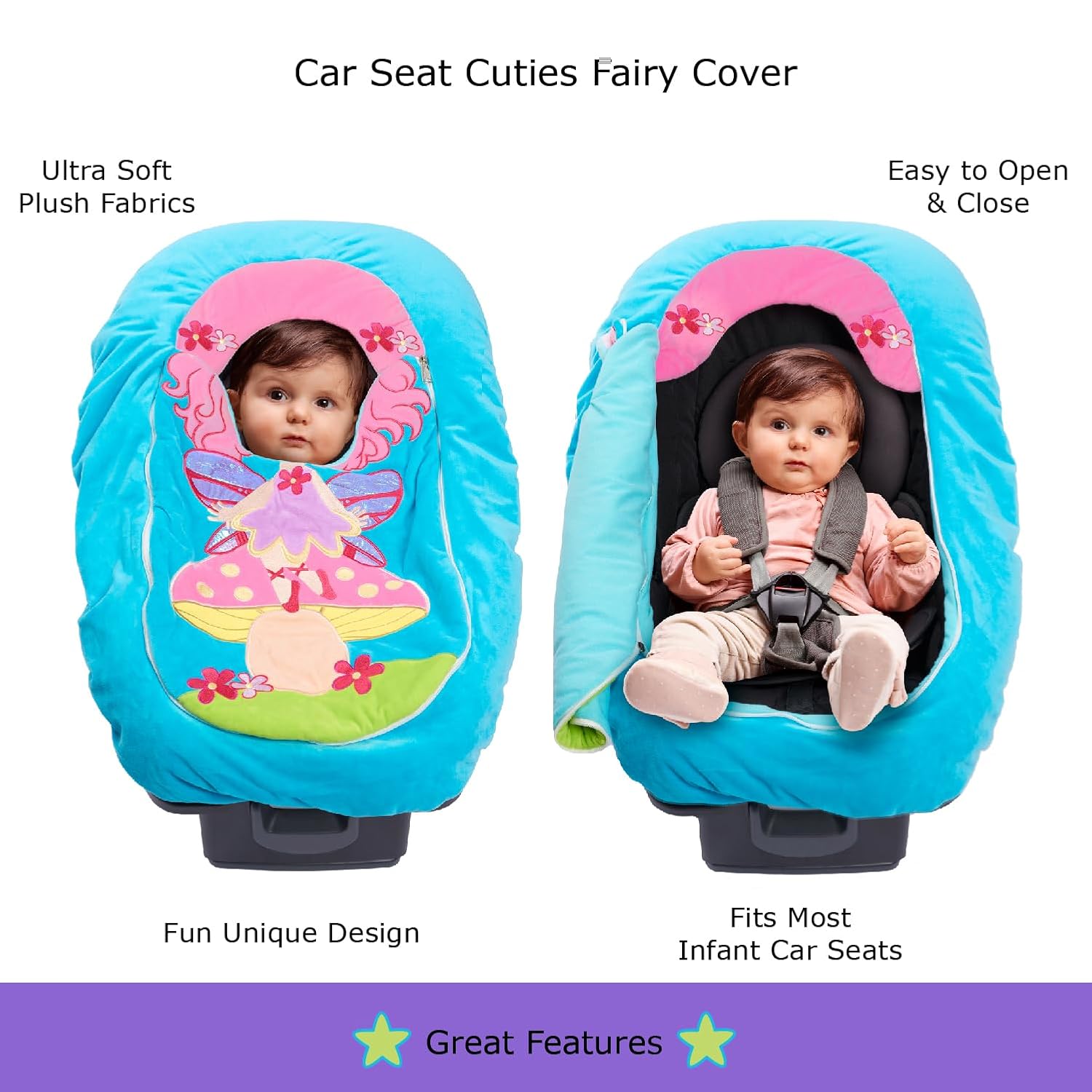 Car Seat Cuties, Baby Car Seat Cover, Stretchy Universal Fit Infant Car Seat Carrier Cover for Baby Boys and Girls, Soft & Warm Baby Blanket Style Car Seat Cover, Infant Costume