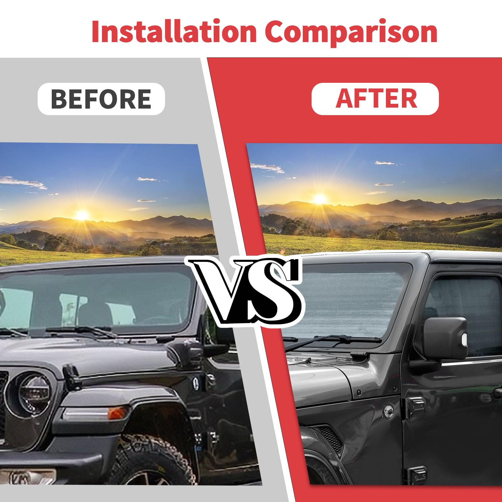 Jimen Windshield Sunshades Compatible With Jeep Wrangler Jl & Unlimited 4 Door 2018-2023, 8Pcs Window Visor Shades For Car Side
