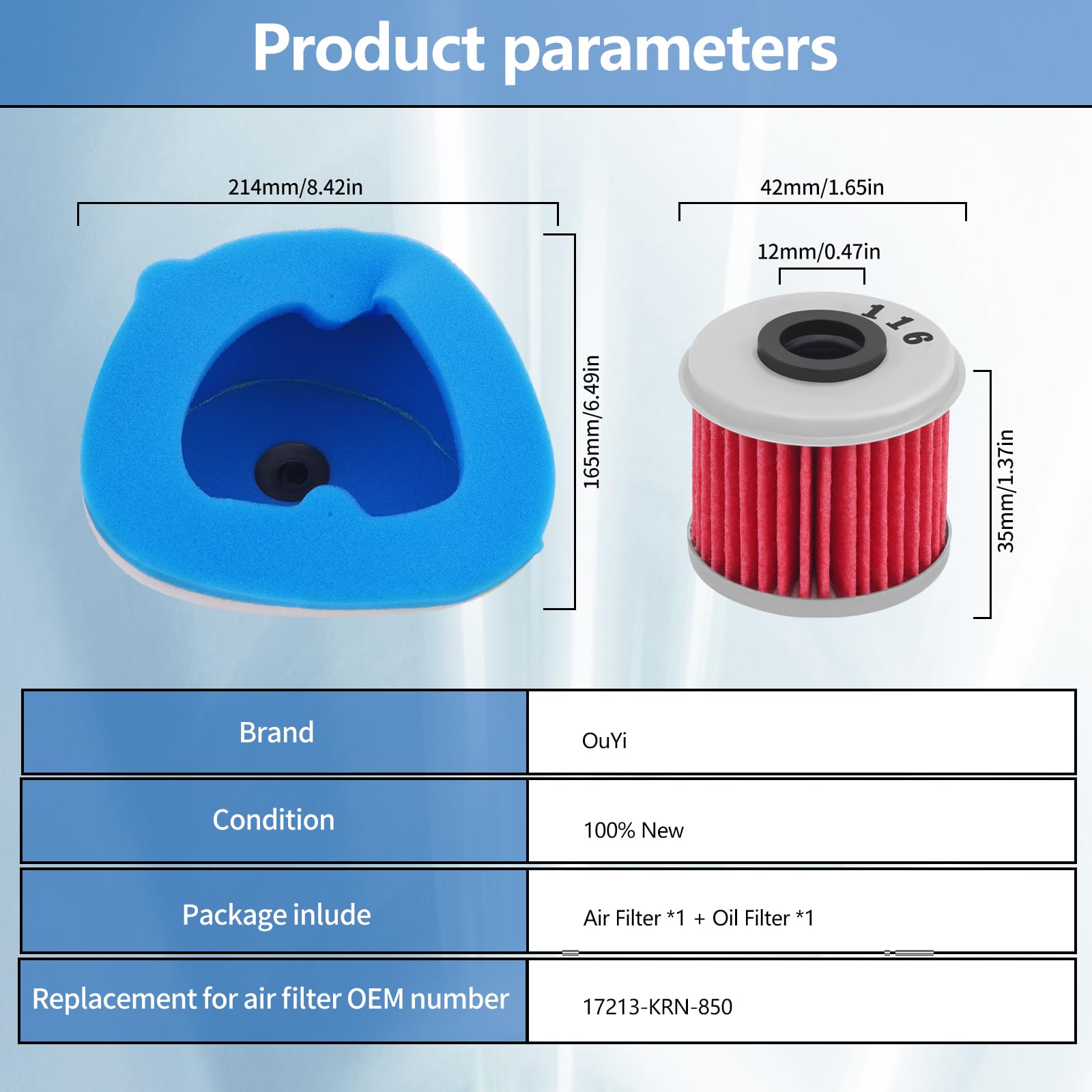 Motorcycle Air Filter & Oil Filter Replacement for Honda CRF250R 2004-2009 CRF250X 2004-2013 CRF450R 2002-2008 CRF450X 2005-2013