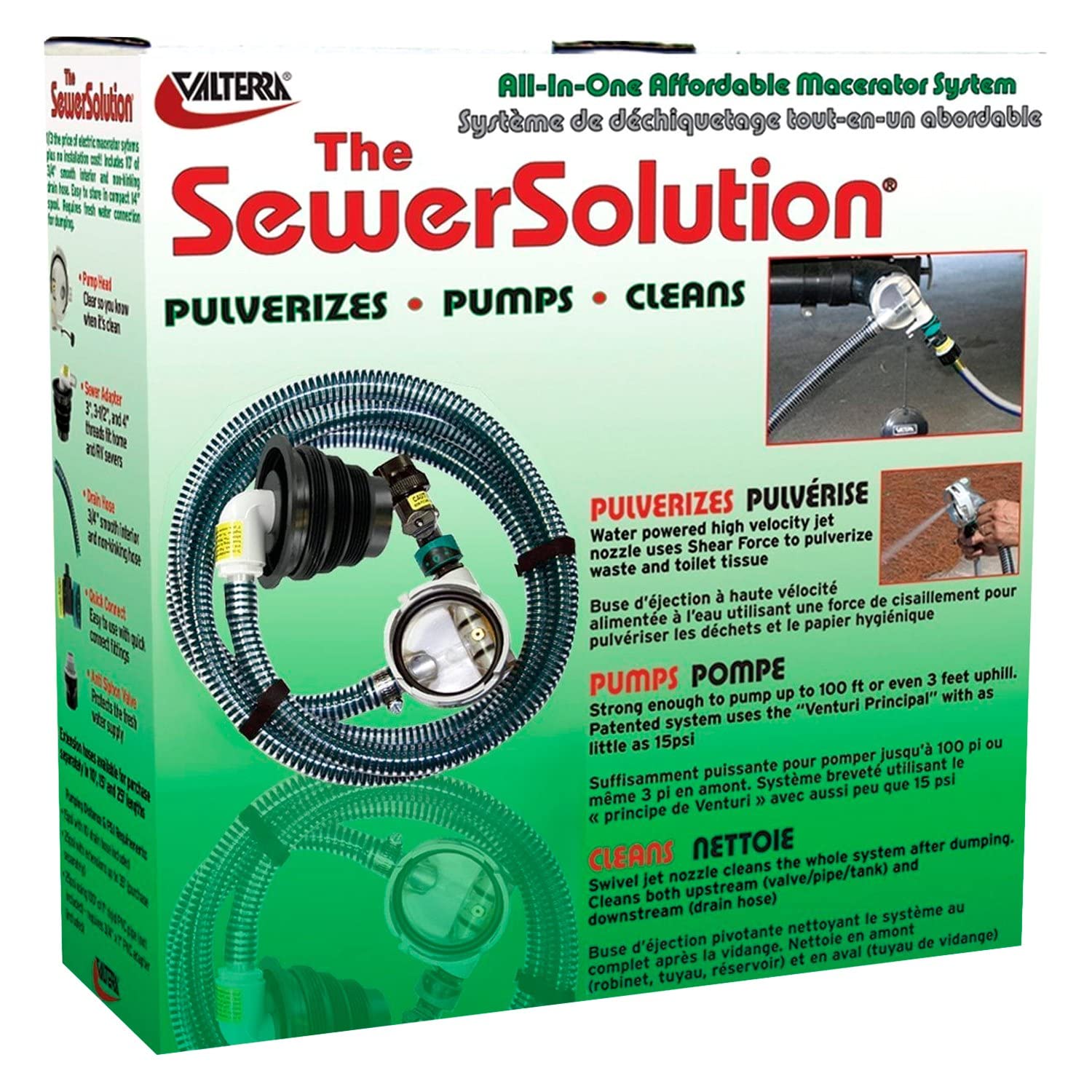 Valterra SS01 RV SewerSolution Drainage Kit with 10 Hose and Accessories