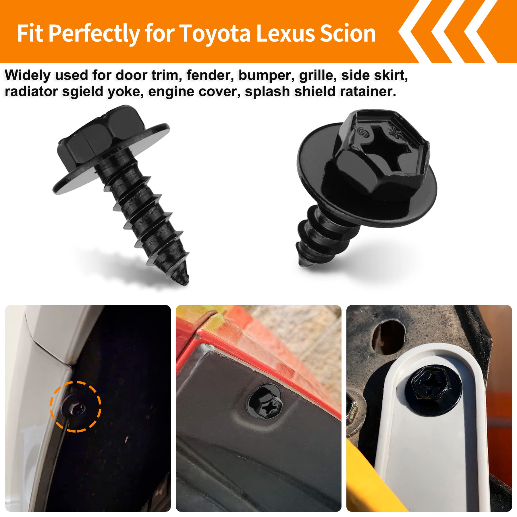 luxlead 30 PCS Front Fender Liner Screws Set, Replaces 90159-60498, Compatible with Lexus Toyota Lexus Tacoma Prius Corolla Tund