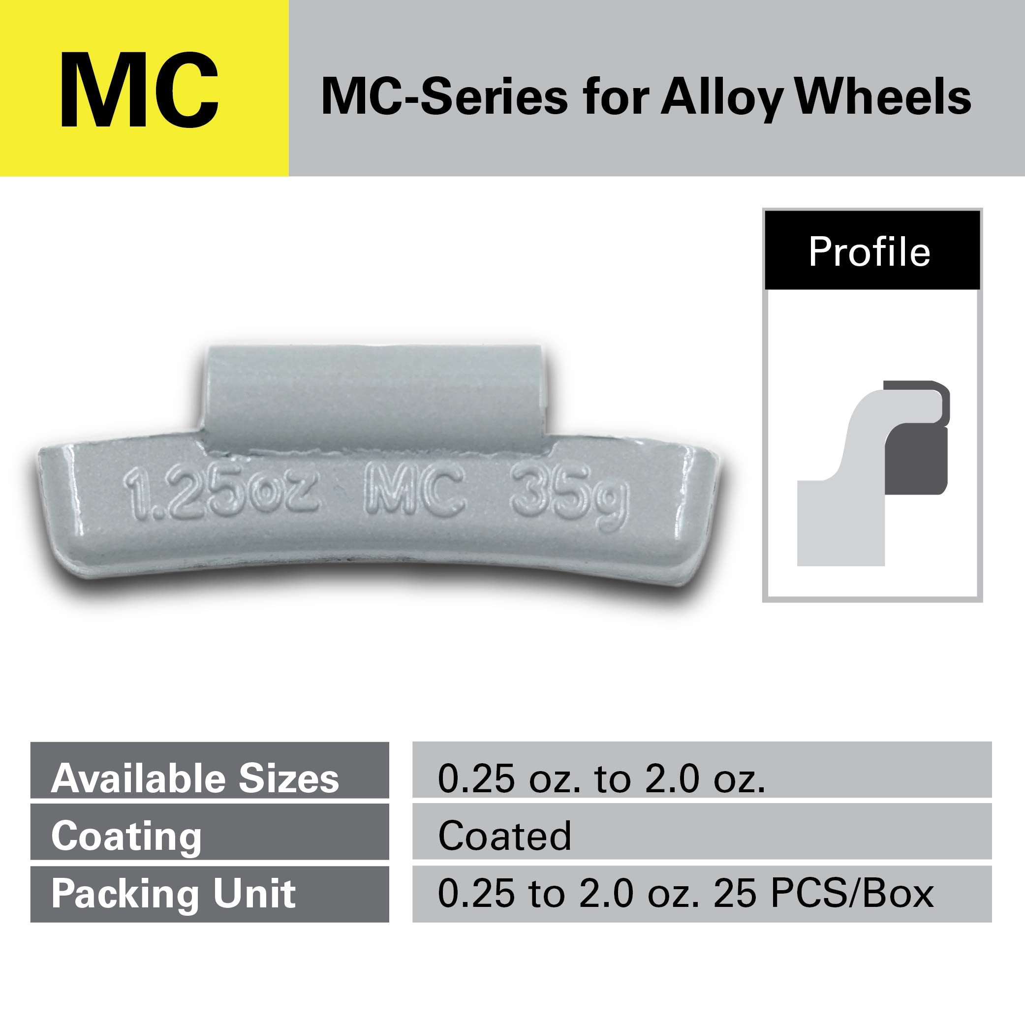 Ckauto Mc-Series Coated 1/2Oz, 0.5Oz Lead Clip On Wheel Weights, 25Pcs/Box