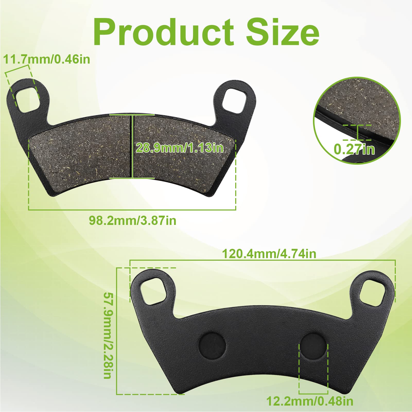 Front And Rear Brake Pads For Polaris Rzr Xp 1000 Eps 2014-2022, Rzr 1000 Xp 4 Except Premium Edition 2014-2021, Ranger 700 Crew