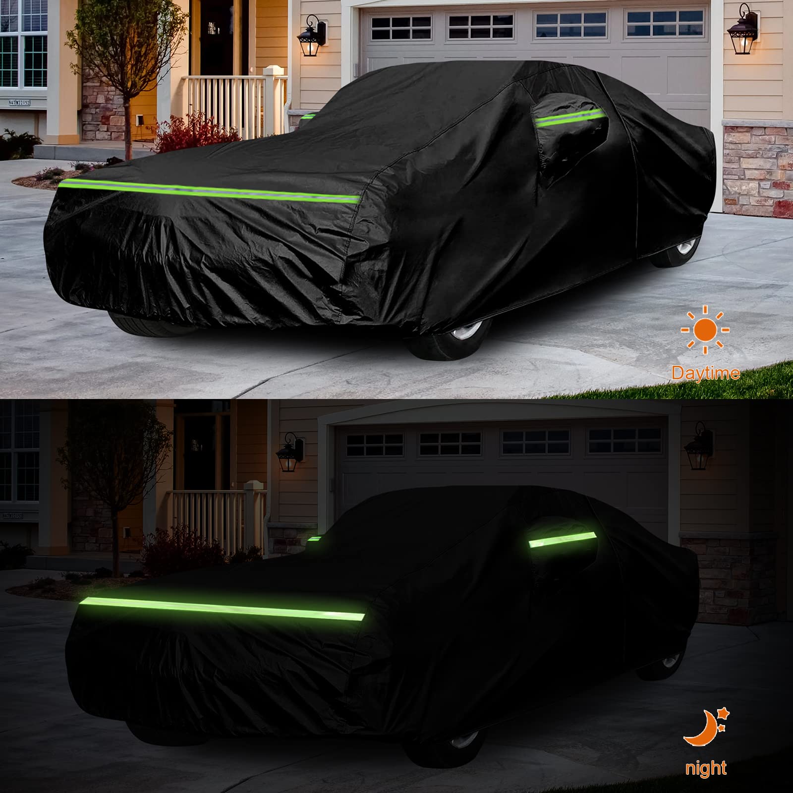 Waterproof Car Cover Replace For 1967-1973 Chevy Camaro, 6 Layers All Weather Car Cover With Zipper Door & Windproof Bands For S