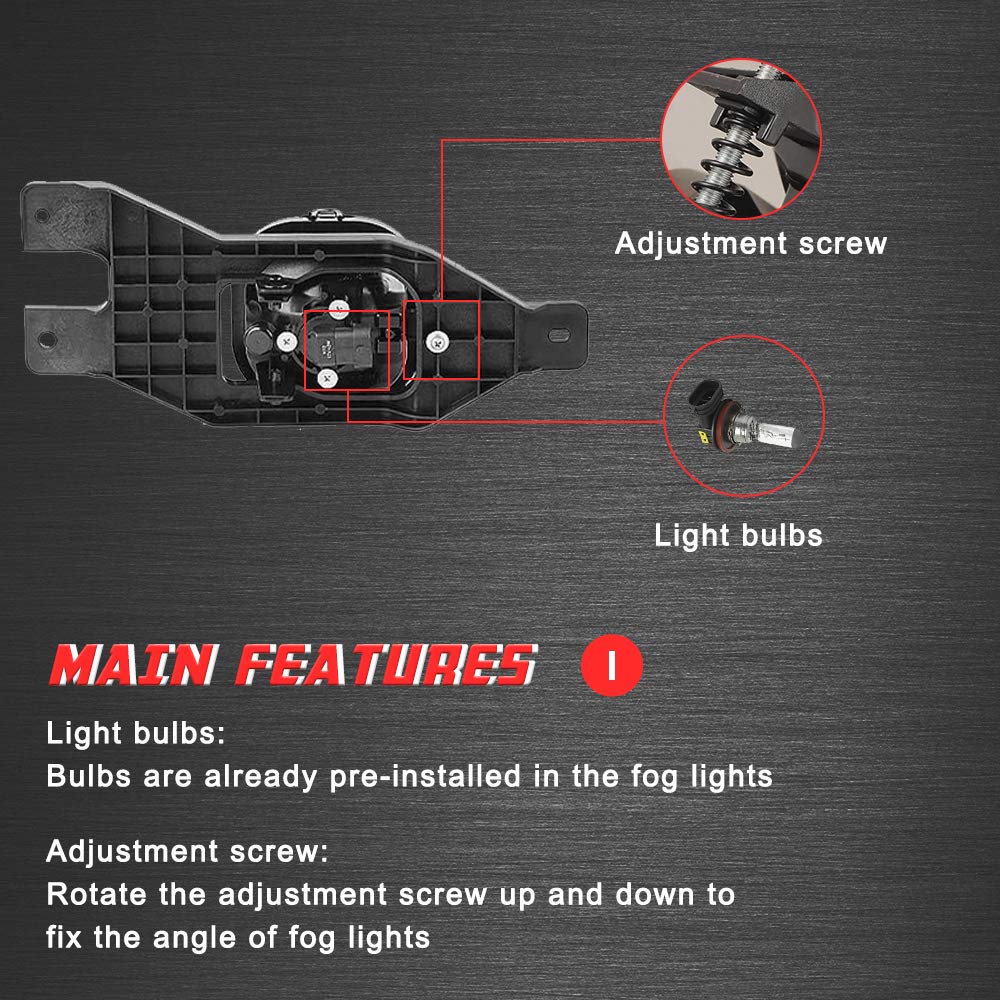 Driving Fog Lights Lamps Replacement For 1999-2004 Ford F250 350 450 550(Super Duty) 2001-2004 Ford Excursion With H10 12V 42W H