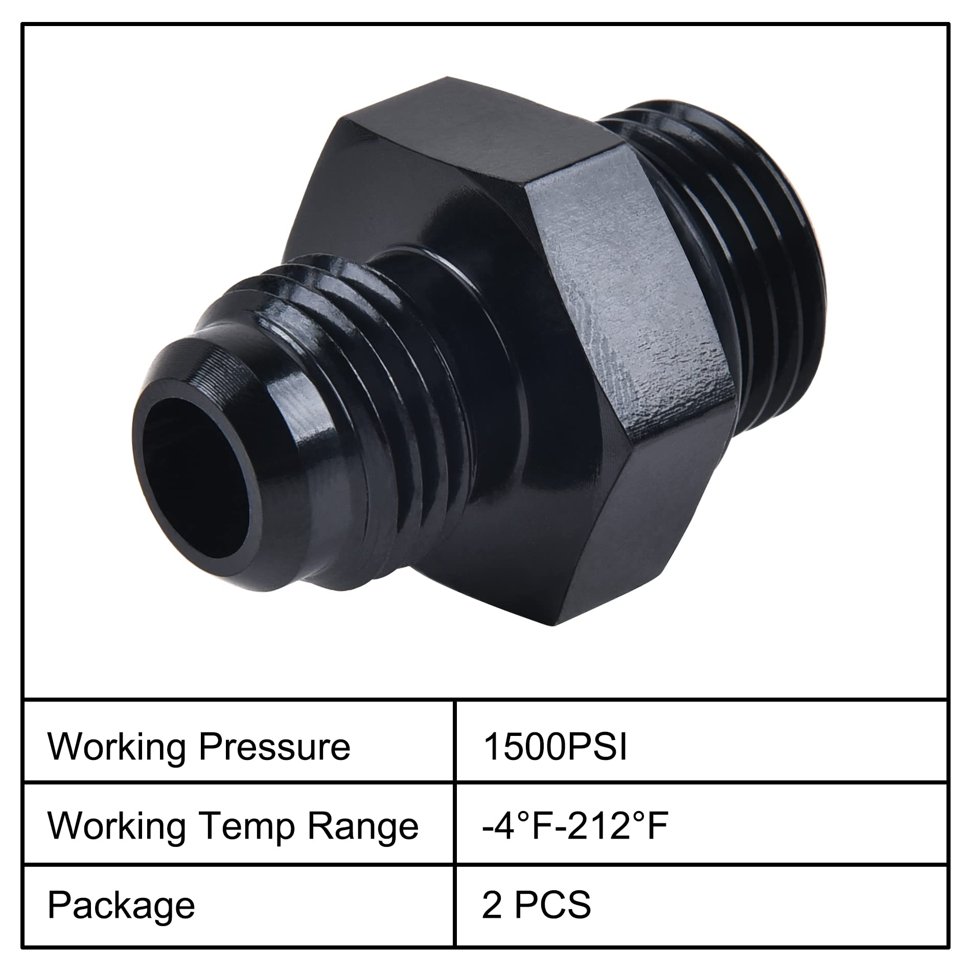 Evil Energy 6An Male Flare To M16 X 1.5Mm Male Metric Fitting Adapter Aluminium Alloy 2Pcs