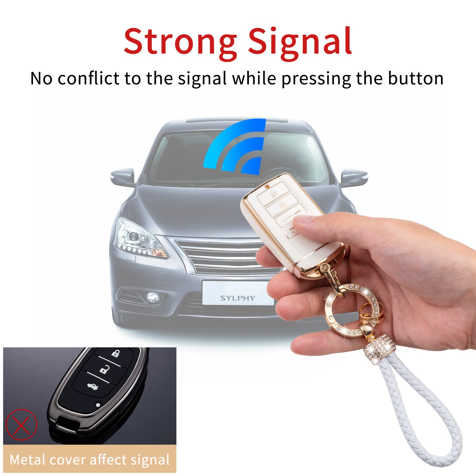 Gematay Key Fob Cover for Acura - Soft TPU Protection with Keychain Lanyard, Medium Size, Compatible with Acura Models