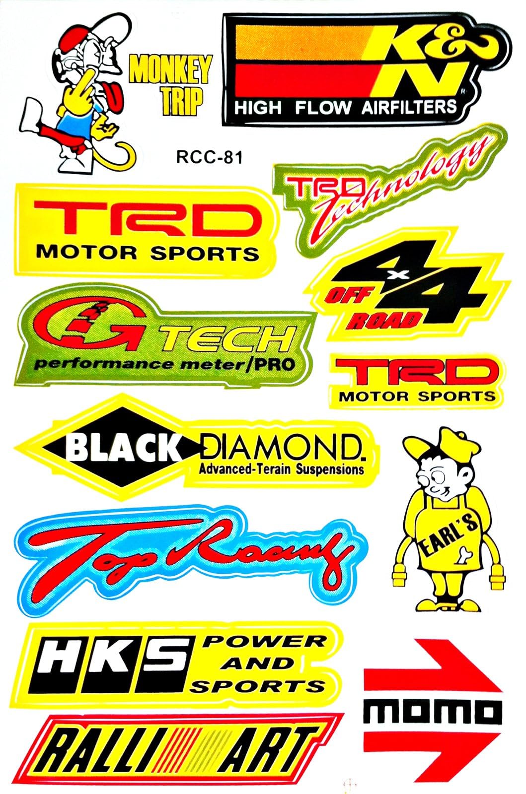 RICEFINE Vinyl Graphic Decals - Cars Motorsport Nos Gulf Hot Rod Nascar Drag Racing Stickers, Multicolor, Lot of 6