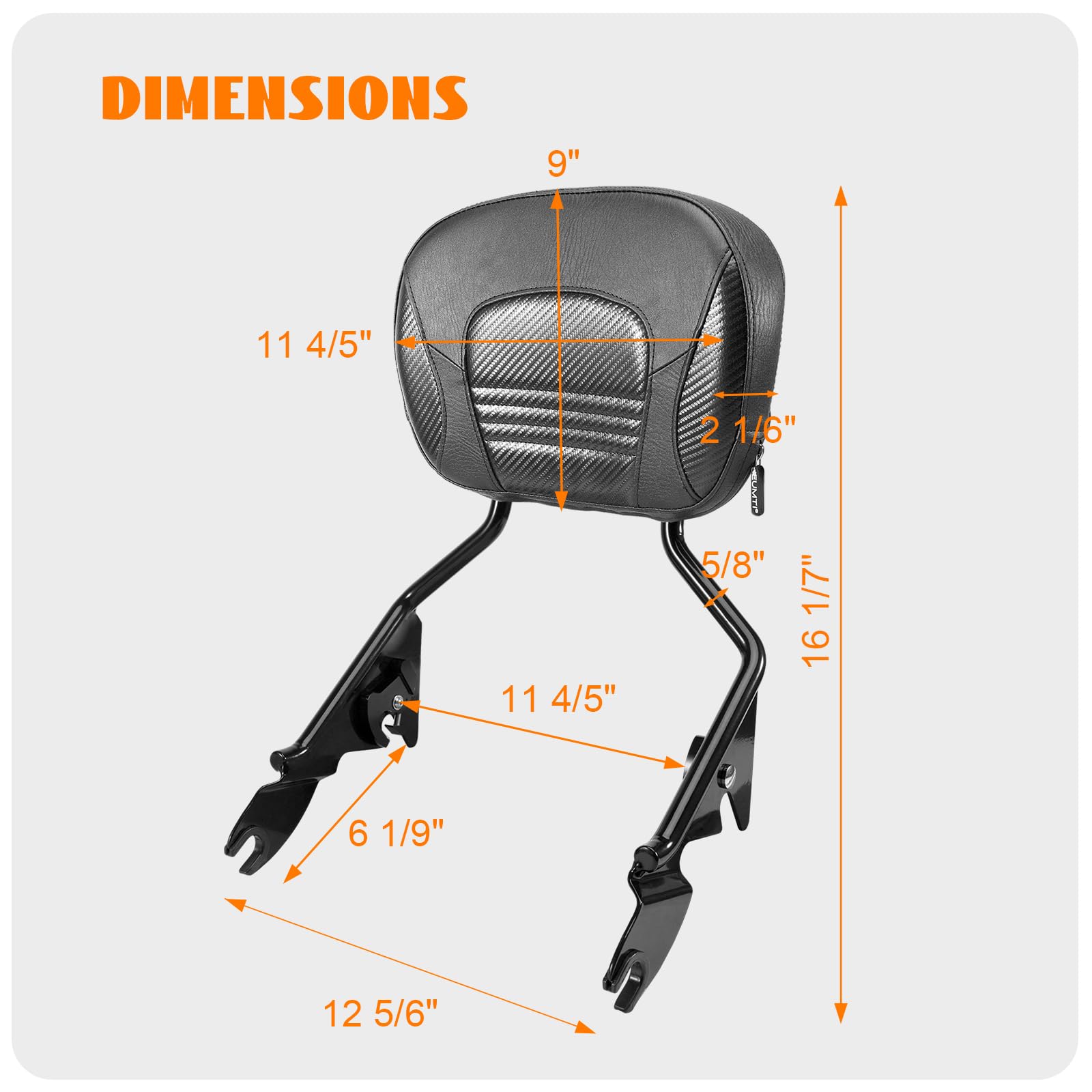 Eumti Detachable Sissy Bar Upright For Harley Touring 2009-2024, Rear Passenger Backrest Pad Compatible for Street Glide Road Gl