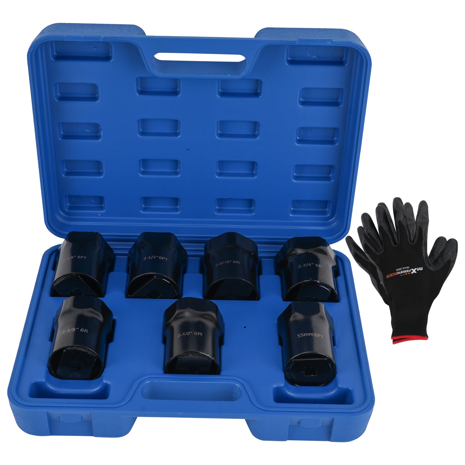 maXpeedingrods Wheel Bearing Locknut Socket Set, 7 Piece Wheel Bearing Lug Nut Remover Socket Tool, 6-Point Impact Design for Tr