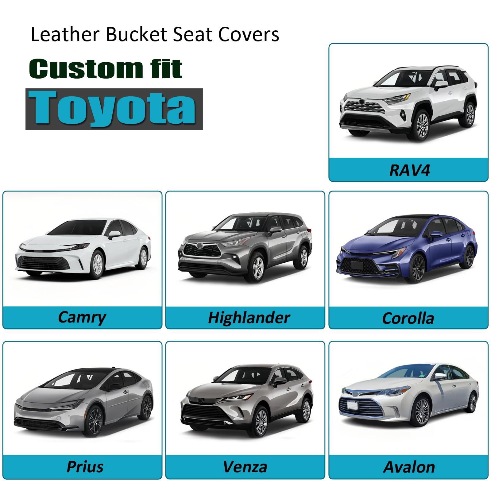 GIANT PANDA Front Car Seat Cover Custom Fit Toyota, 3D Air Mesh Car Seat Covers for Toyota Rav4 Camry Highlander Corolla Prius (