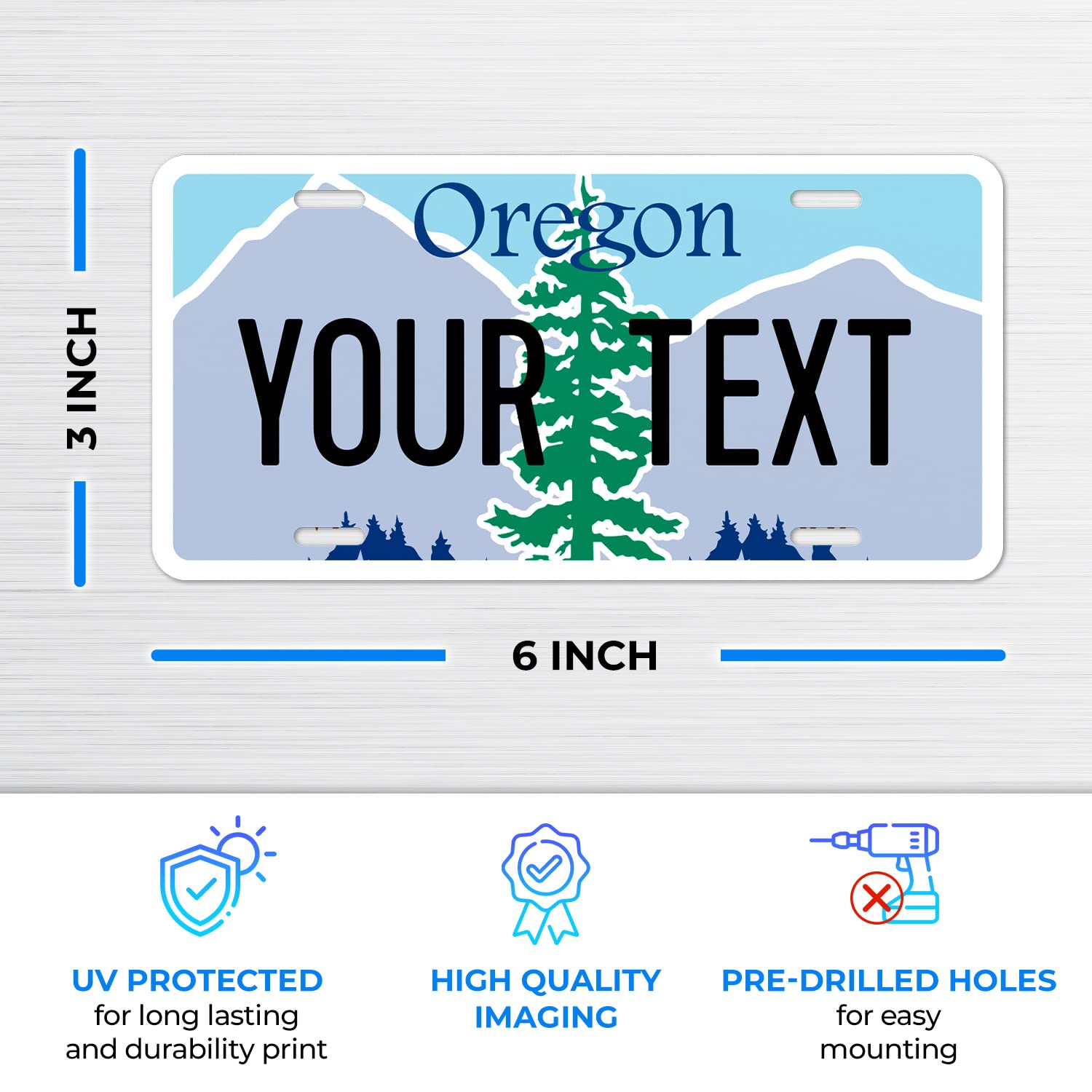 Sigo Signs Custom Oregon Mini License Plate - 3x6 Inches, Rust Free Aluminum, Fade Resistant, Personalized Front Car Sign