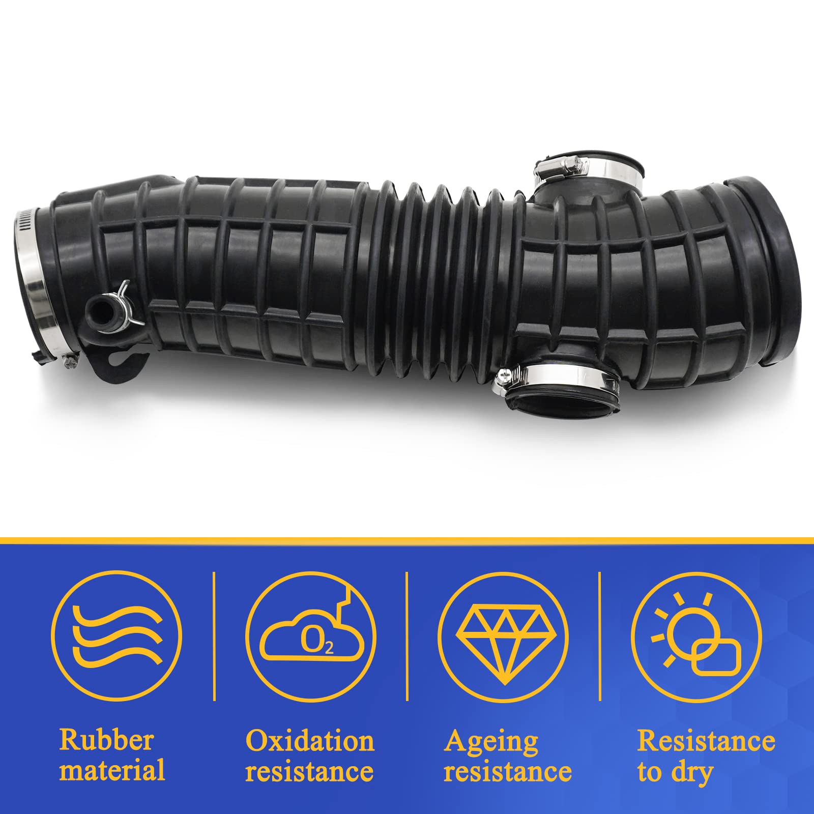 X4XZ Air Intake Hose Tube for 2006-2008 Honda Pilot 3.5L, Rubber, Model 17228-RYP-A00, Includes Clamps