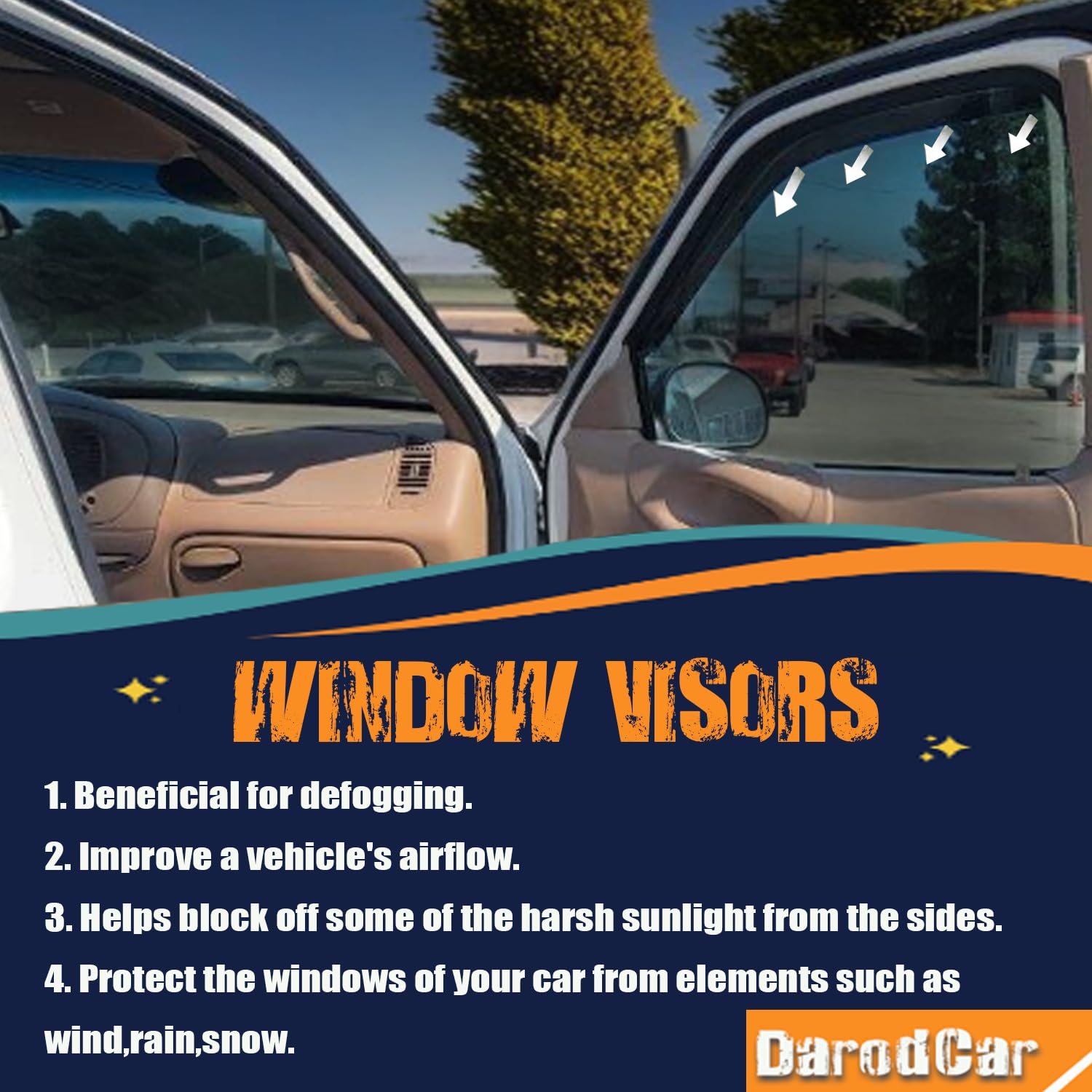 Rain Guards for 2002-2008 Dodge Ram 1500 Window Vent Deflector, Side Car Window Deflectors Visor Also Fit 2003-2009 Dodge Ram 25