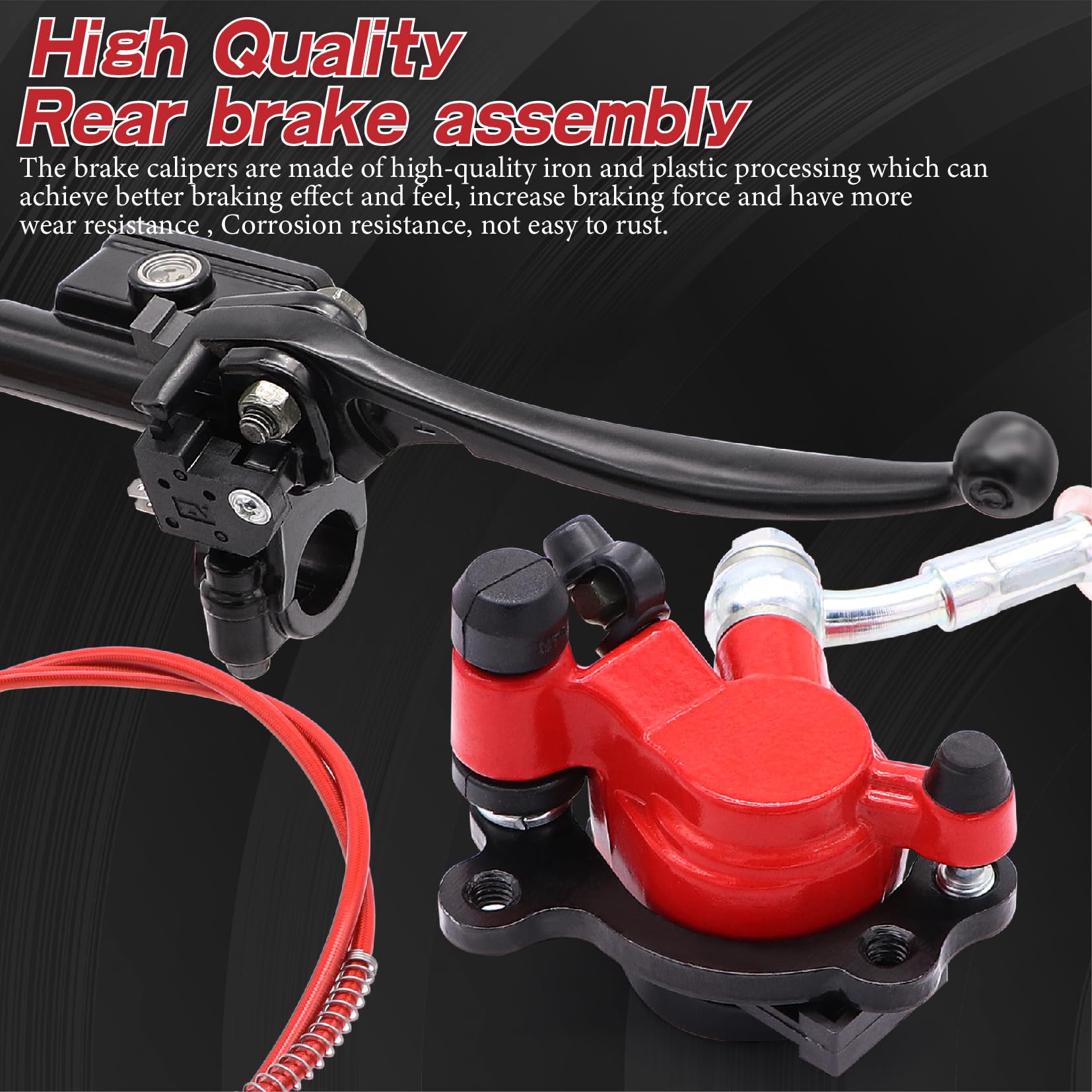 Ruikarhop Hydraulic Mini Bike Brake Kit for 7/8" Handlebars - Red, Compatible with Predator 79cc 97cc Baja Doodle Bug DB30 Racer