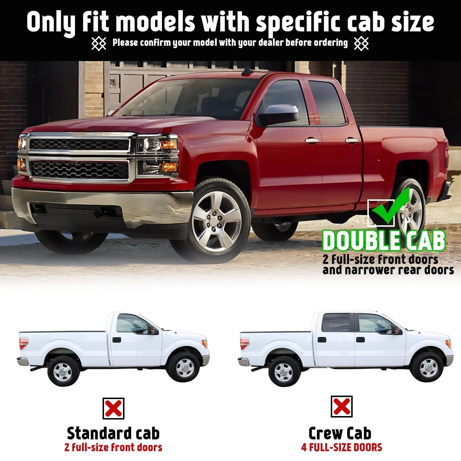 Pz 6'' Double Cab Running Boards For 2007-2018 Chevy Silverado/Gmc Sierra 1500, 2007-2019 For 2500Hd 3500Hd 2019 Ld Mirror Stain