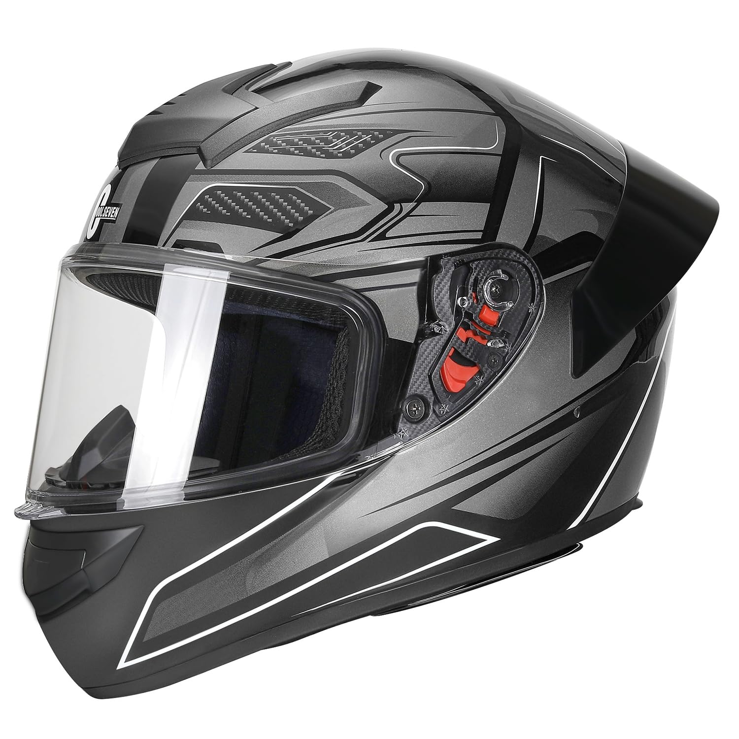 Full Face Motorcycle Helmet for Adults with DOT Approved, Grey Lightweight Aerodynamic Street Bike Helmet for Men and Women, Thr