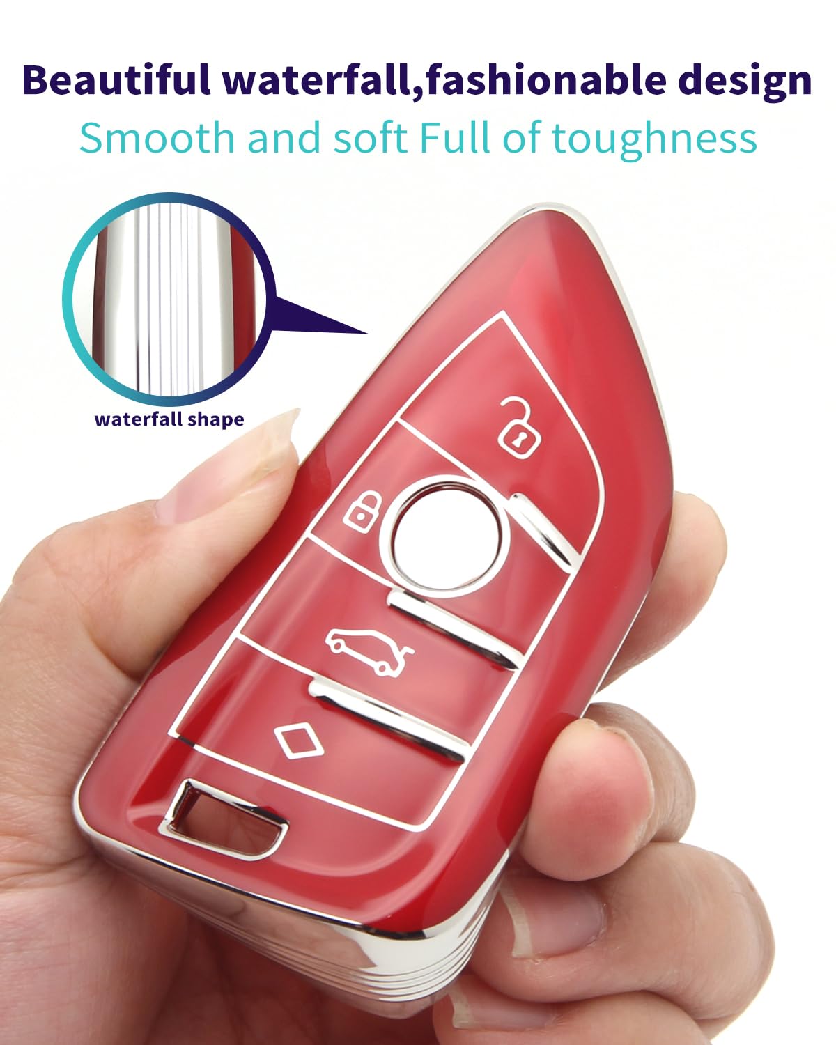 Haoyoumei Advanced Soft Tpu Key Cover Suitable For Bmw X1 X3 X4 X5 X6 X7 M5 M6 1 3 4 5 6 7 Gt3 Gt5 Gt6 Smart Key (Type B Red Cas