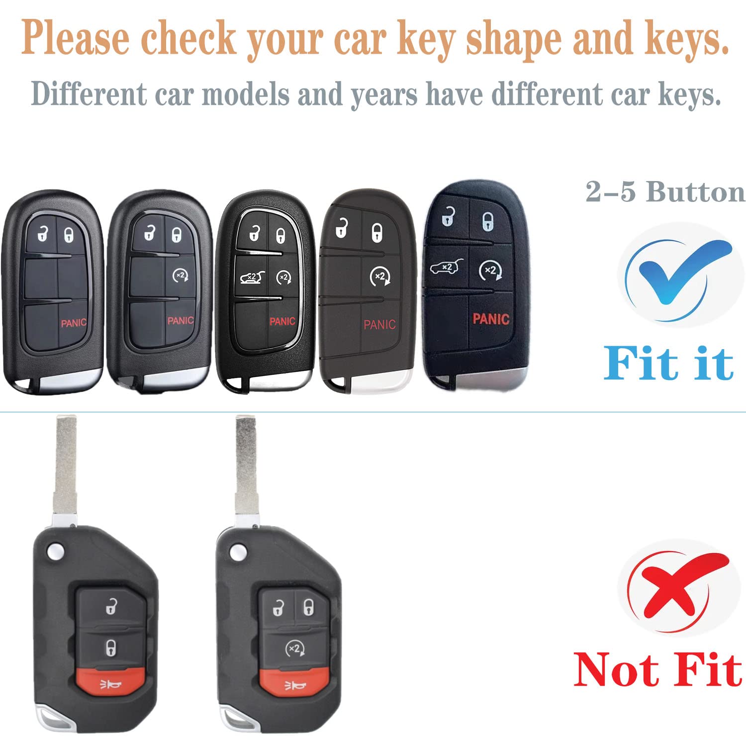 Kirsnda For Jeep Key Fob Cover Case,With Keychain Fit Grand Cherokee Renegade Chrysler 200 300 Dodge Durango Challenger Journey Dart Fiat Smart Remote,Soft Tpu Key Case,3-4-5 Buttons(Blue)