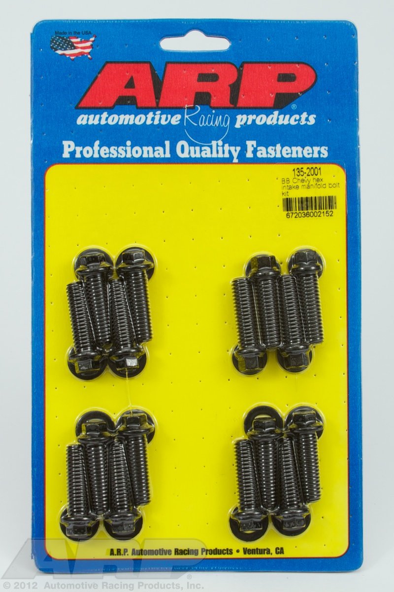 Arp 1352001 Intake Manifold Bolt Kit, Black Chrome Moly Steel With Hex Style Heads, For Select Chevrolet Applications