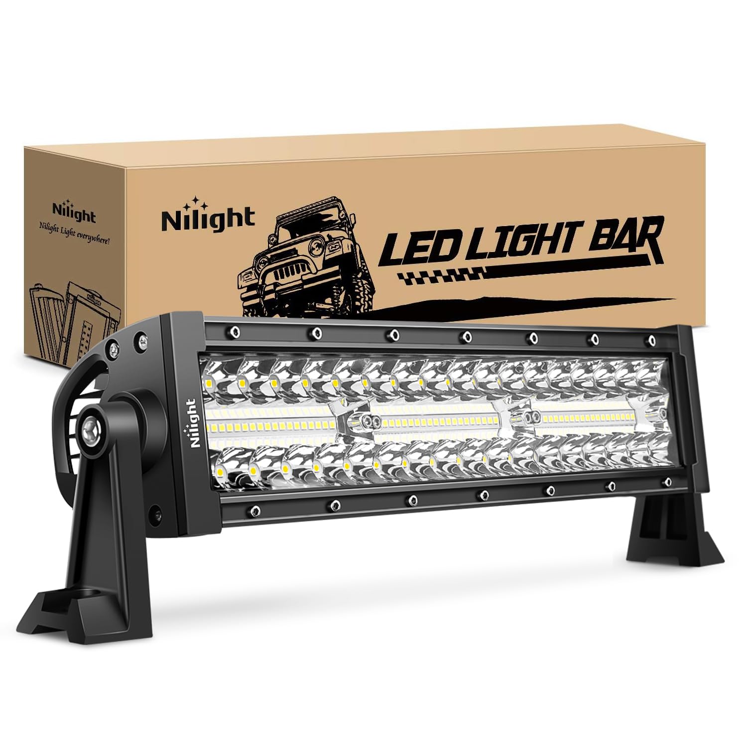 Nilight Led Light Bar 13.5 Inch Triple Row Spot Flood Combo 96Leds Fog Driving Work Backup Bumper Lighting For Off-Road Truck Su