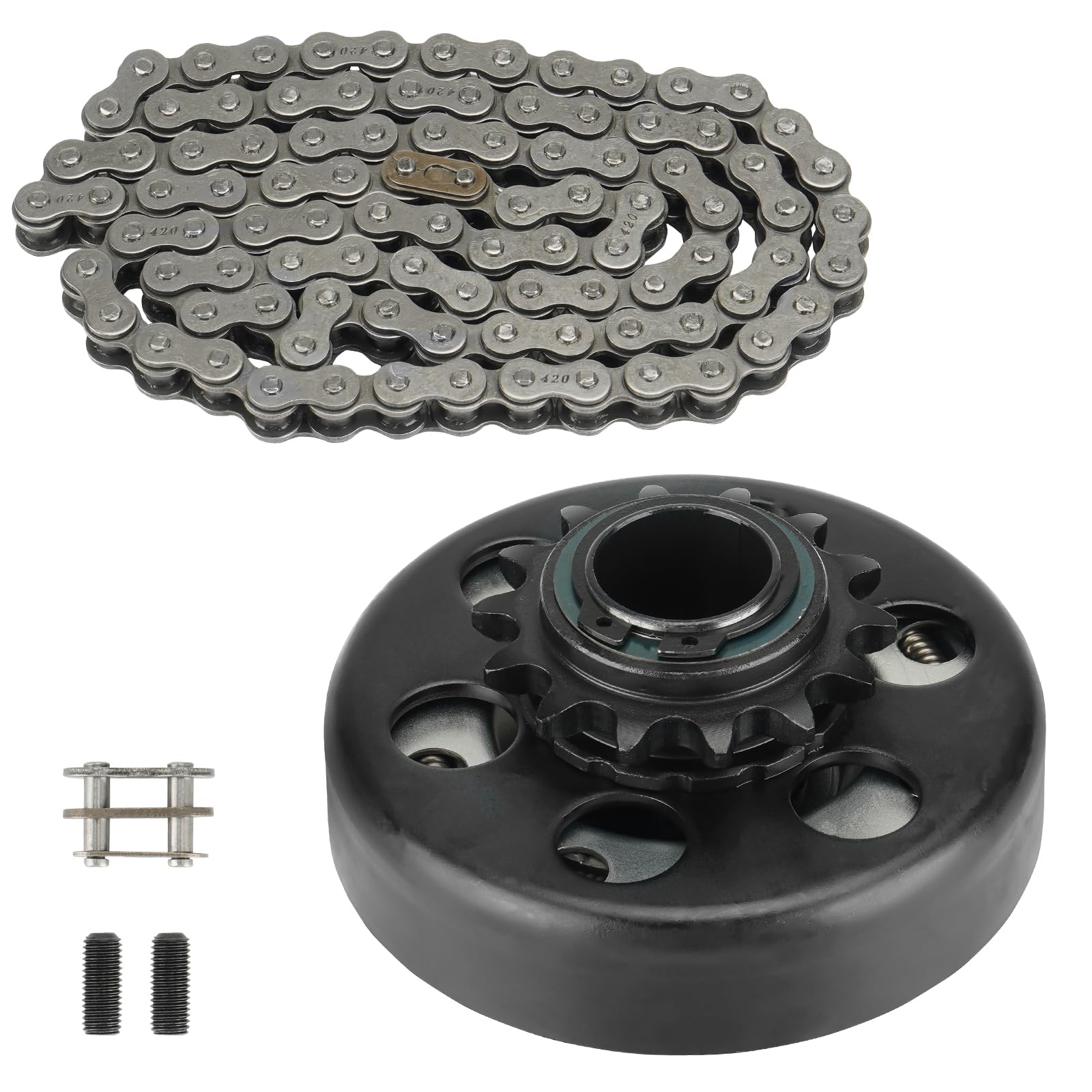 Go Kart Clutch 1'' Bore 14T With 3 Feet #40/41/420 Chain, Centrifugal Clutch Fit For Minibike Mini Motorcycles 2-6.5Hp 212Cc Eng