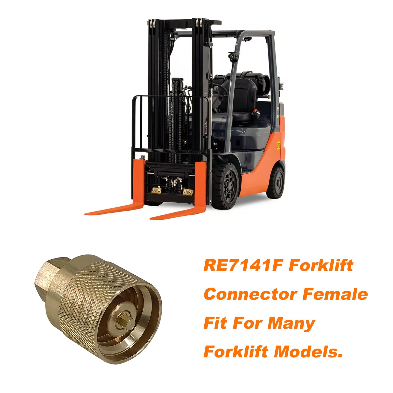 ASTAMOTOR Forklift Propane Tank Connector - Female Fitting Adapter Valve, Brass, Gold, Model 552-1