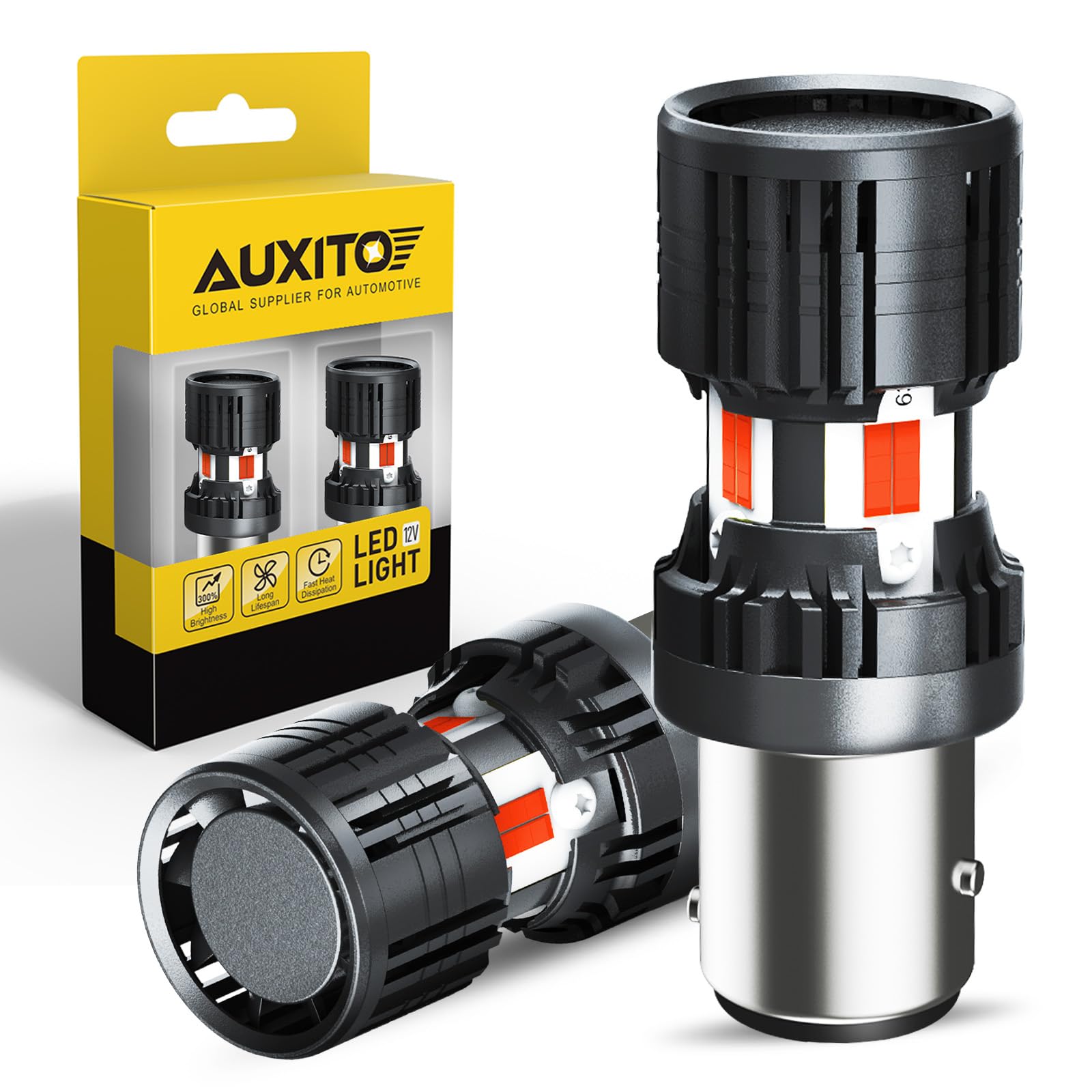 Auxito Canbus 1157 Led Bulbs Red With Built-In Resistor 2057 2357 7528 Bay15D Anti Hyper Flash Error Free Brake Lights, Tail Lig